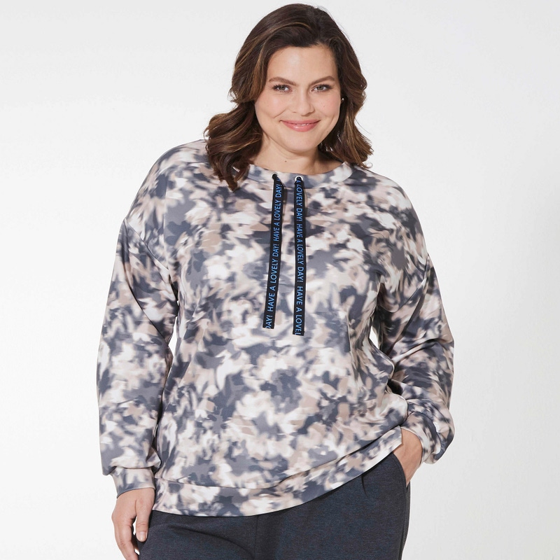 Damen-Sweatshirt mit Batik-Muster, große Größen