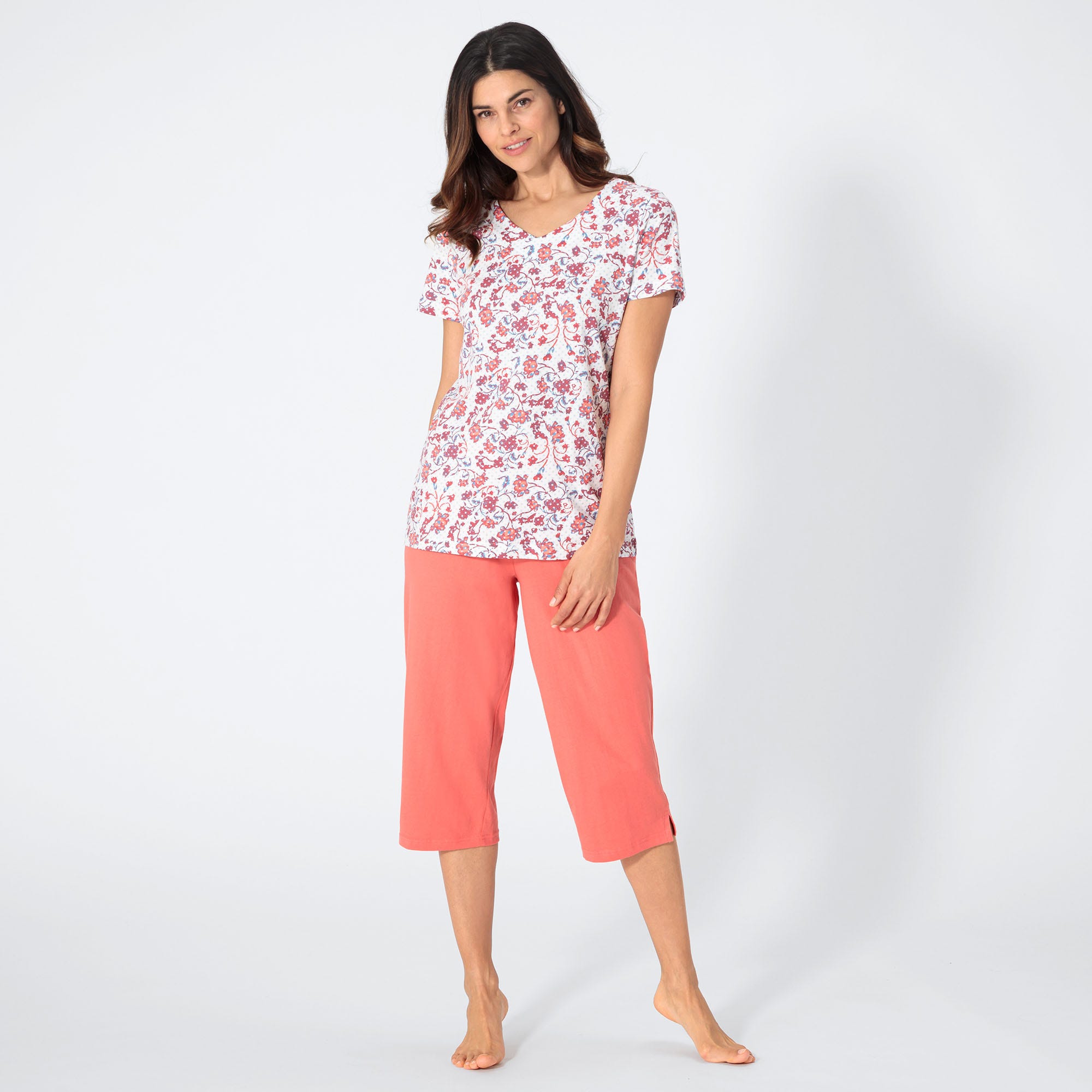 Damen-Shorty mit Blumendesign, 2-teilig