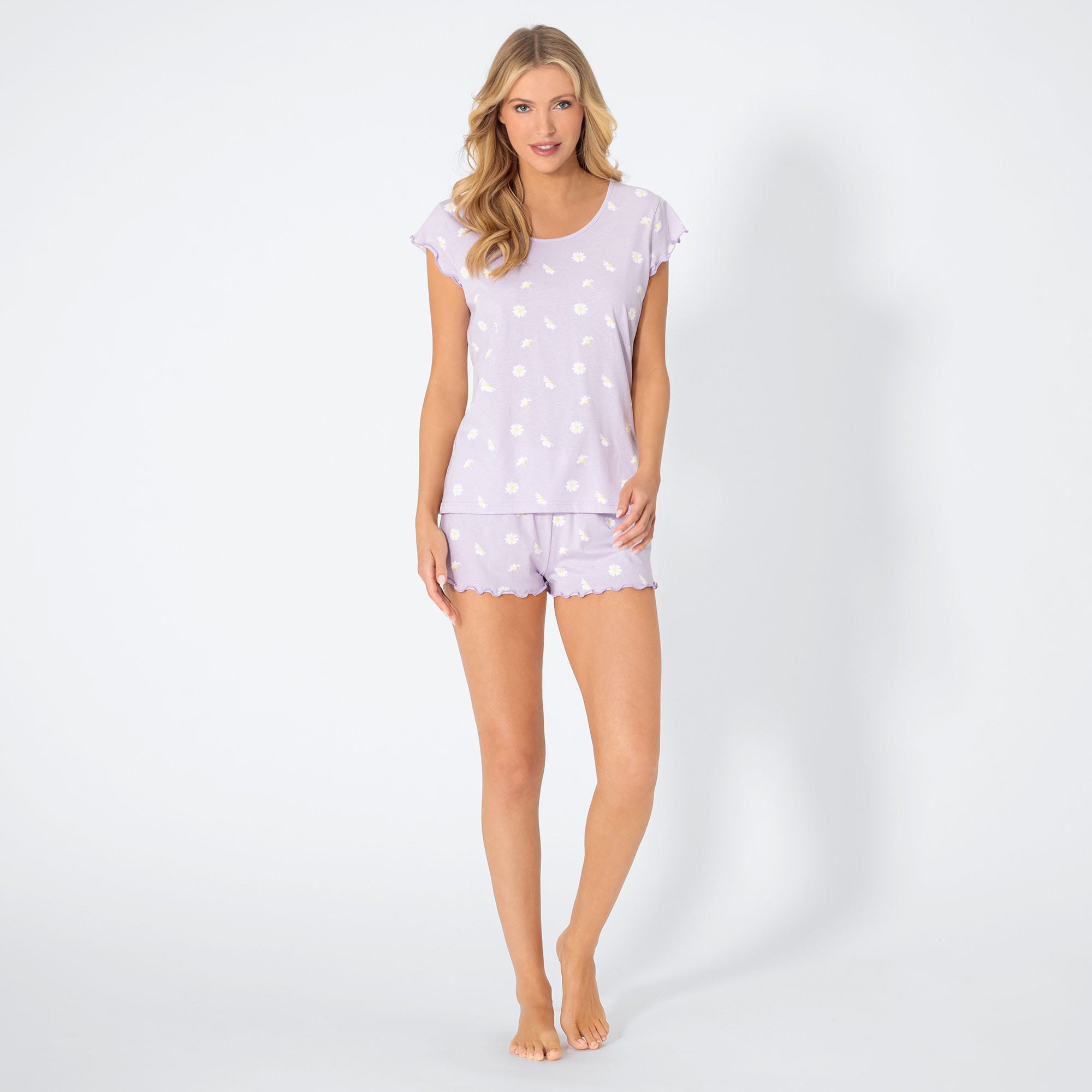 Damen-Shorty mit Blumenmuster, 2-teilig