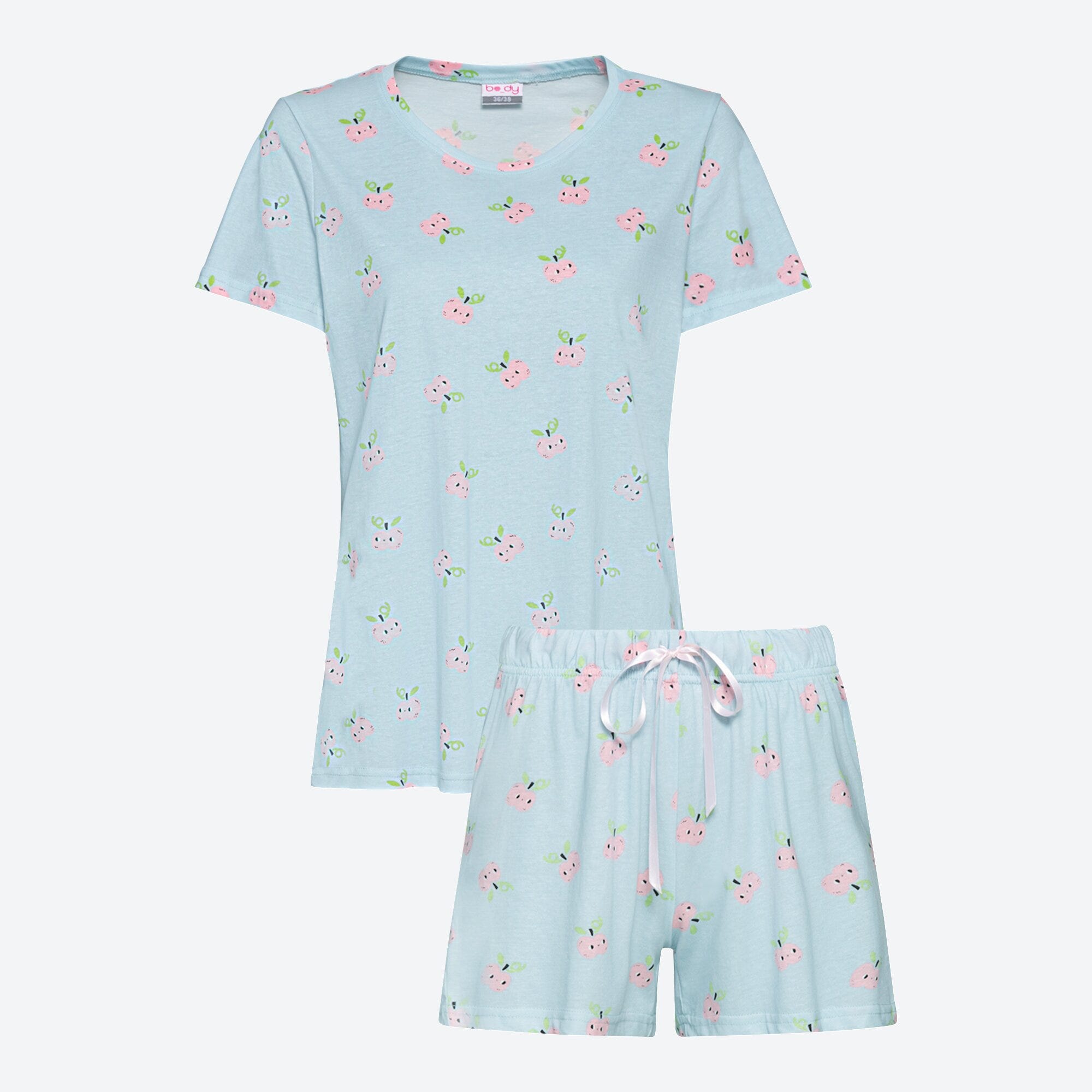Damen-Shorty mit Apfel-Muster, 2-teilig