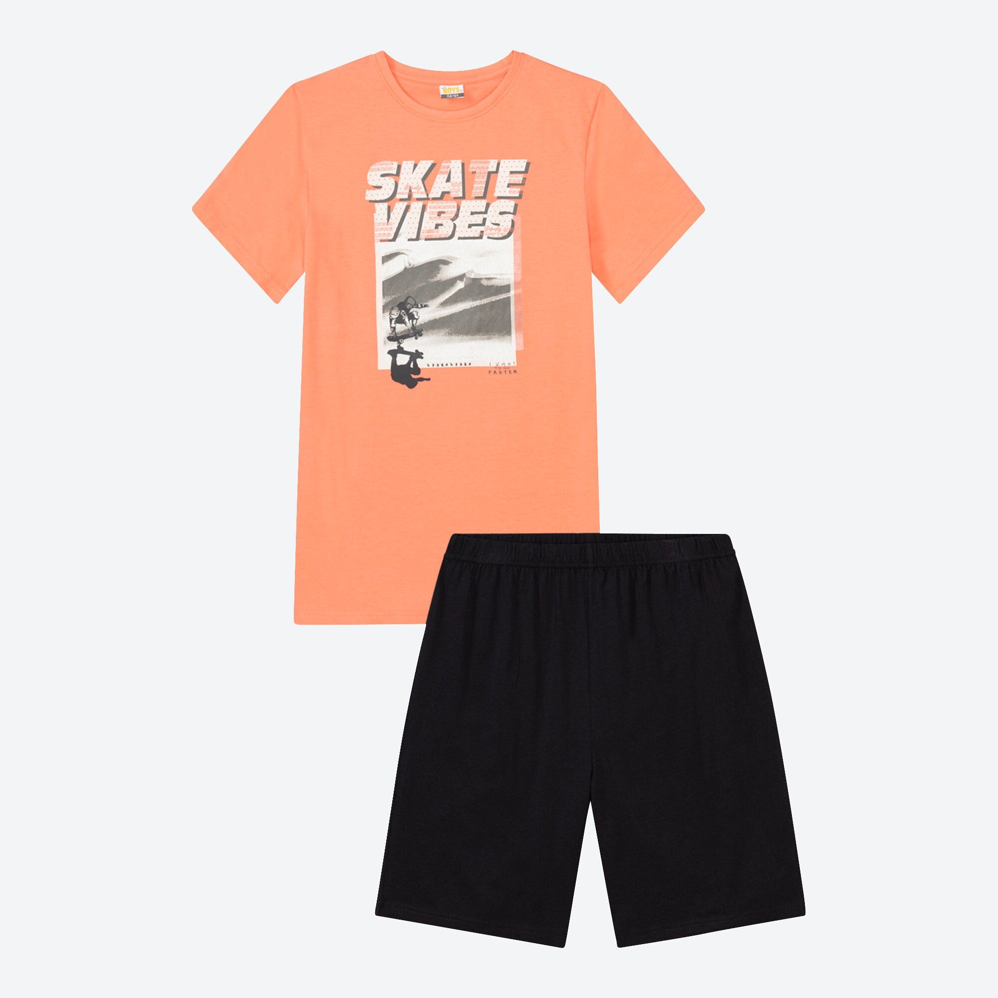 Jungen-Shorty mit Skater-Frontaufdruck, 2-teilig