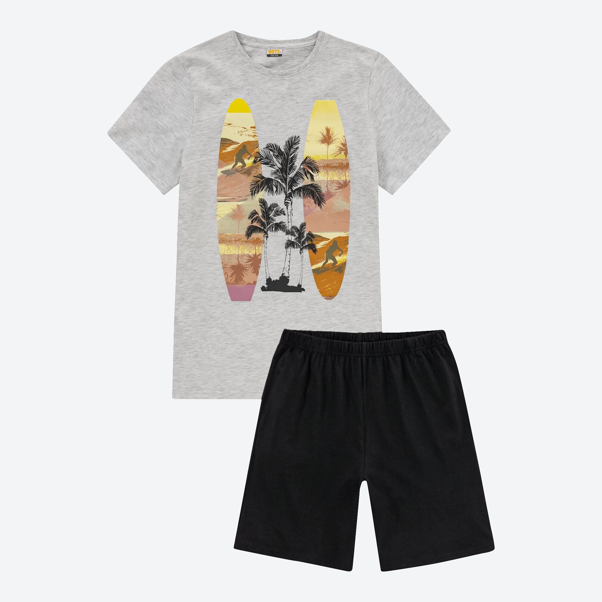 Jungen-Shorty mit Surfer-Frontaufdruck, 2-teilig