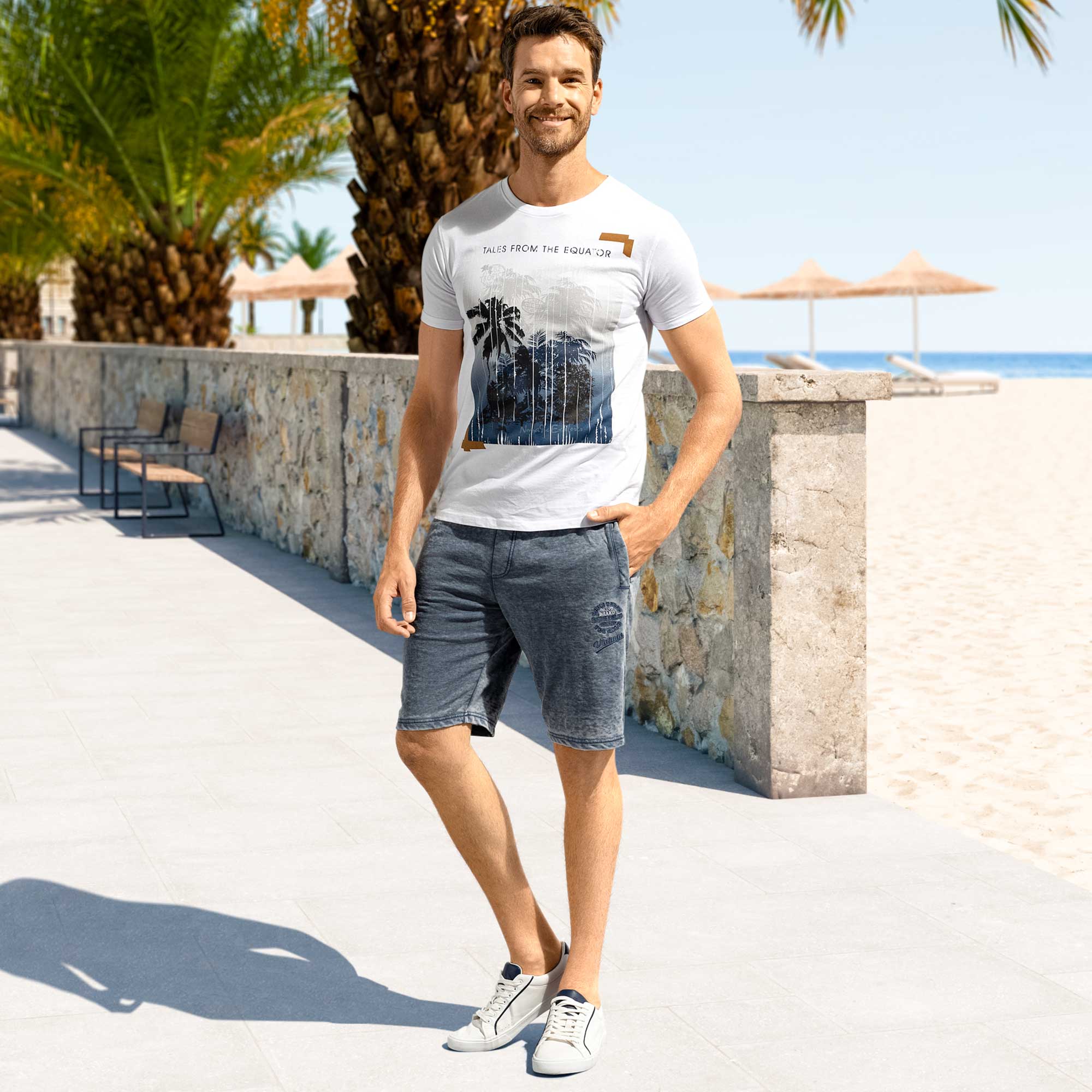 Herren-Bermudas mit Wasch-Effekt