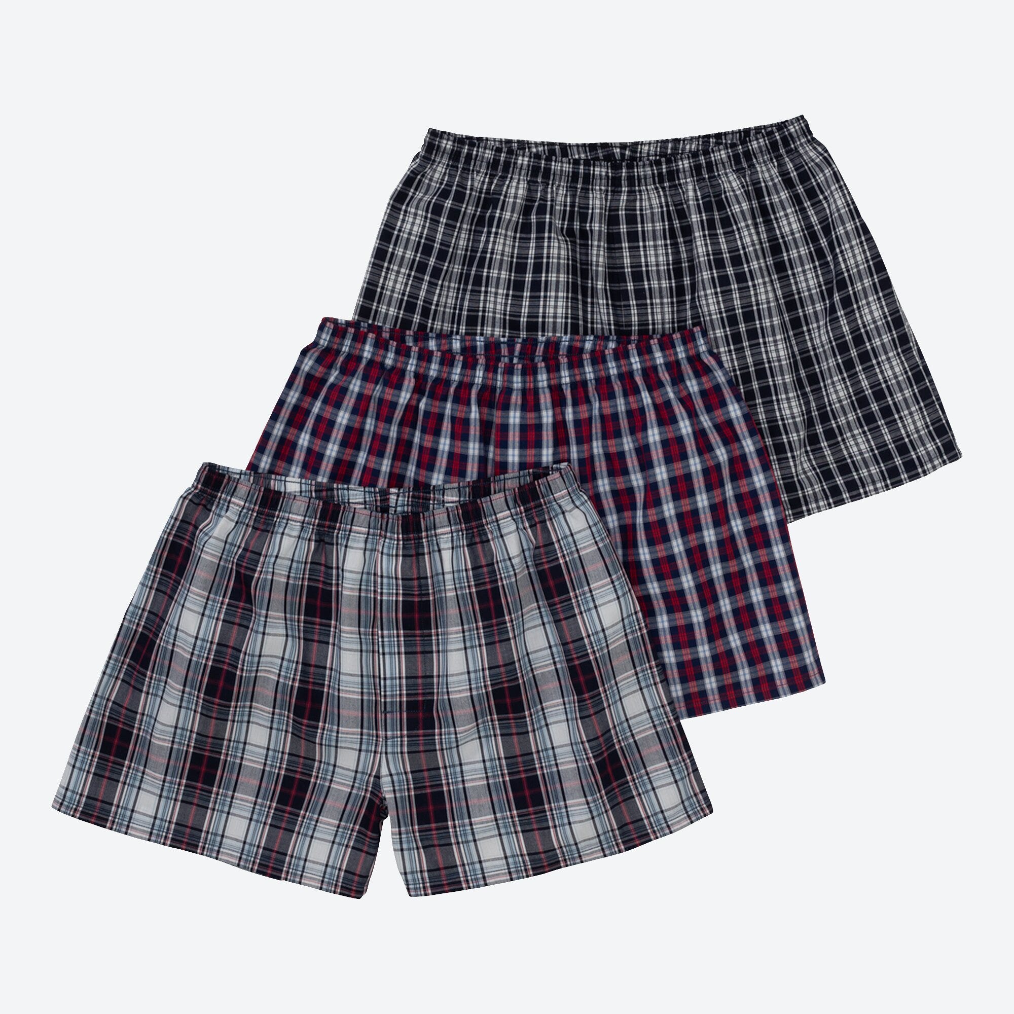 Herren-Webboxershorts mit Karomuster, 3er-Pack