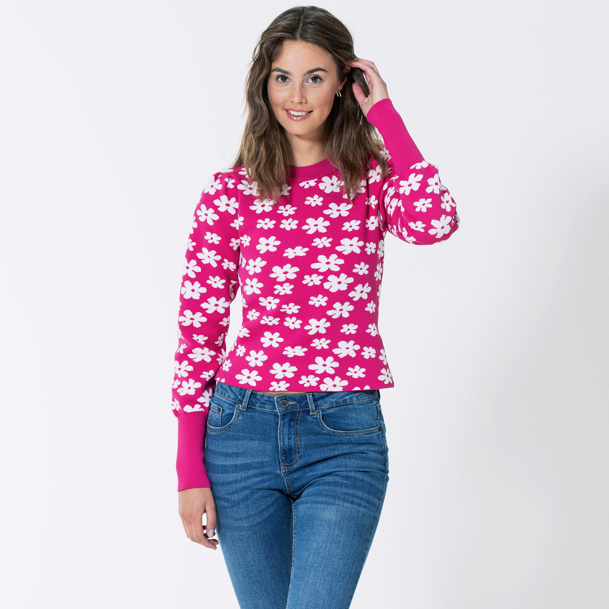 Damen-Pullover mit Blumenmuster