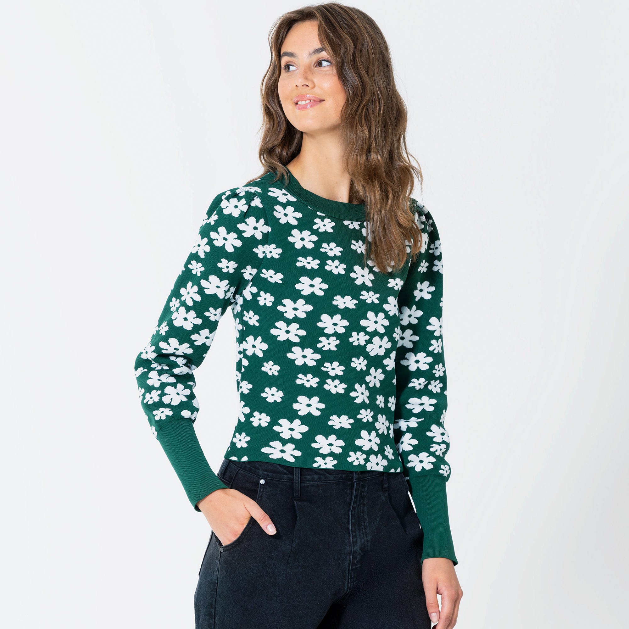 Damen-Pullover mit Blumenmuster
