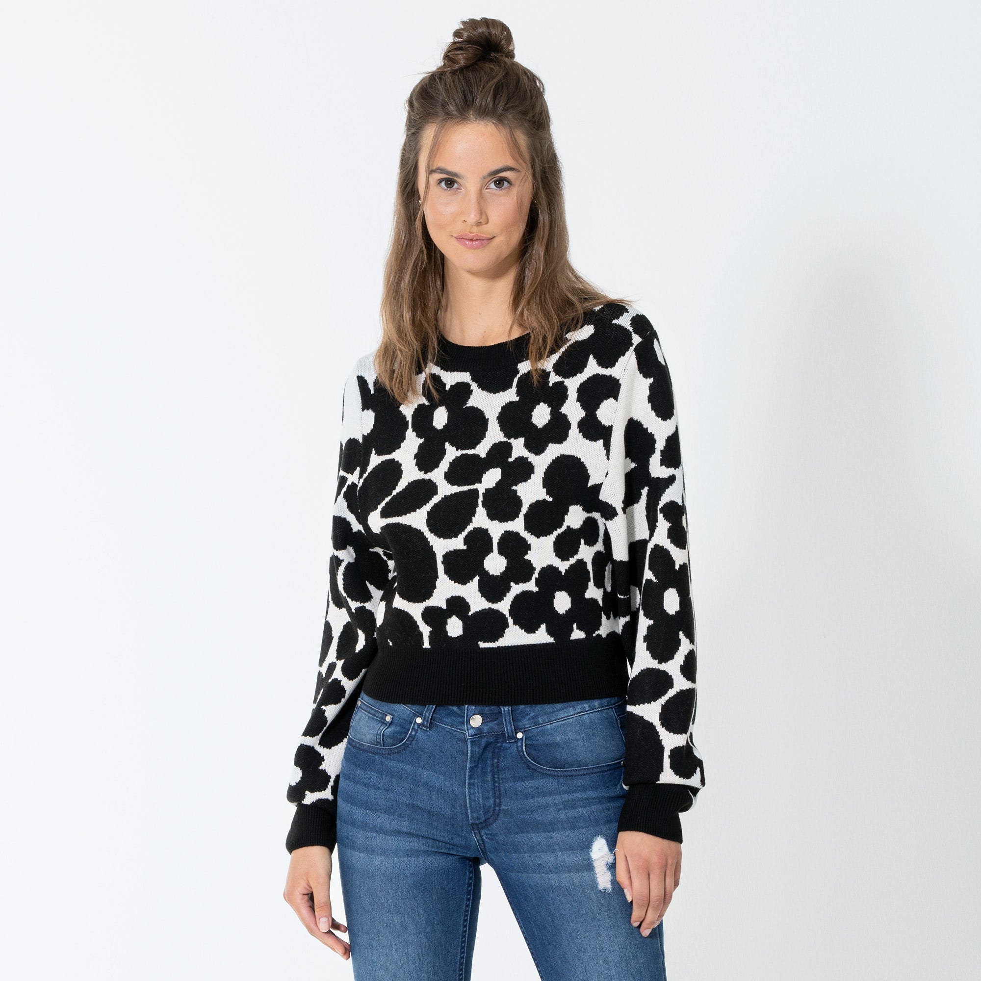 Damen-Pullover mit Blumenmuster