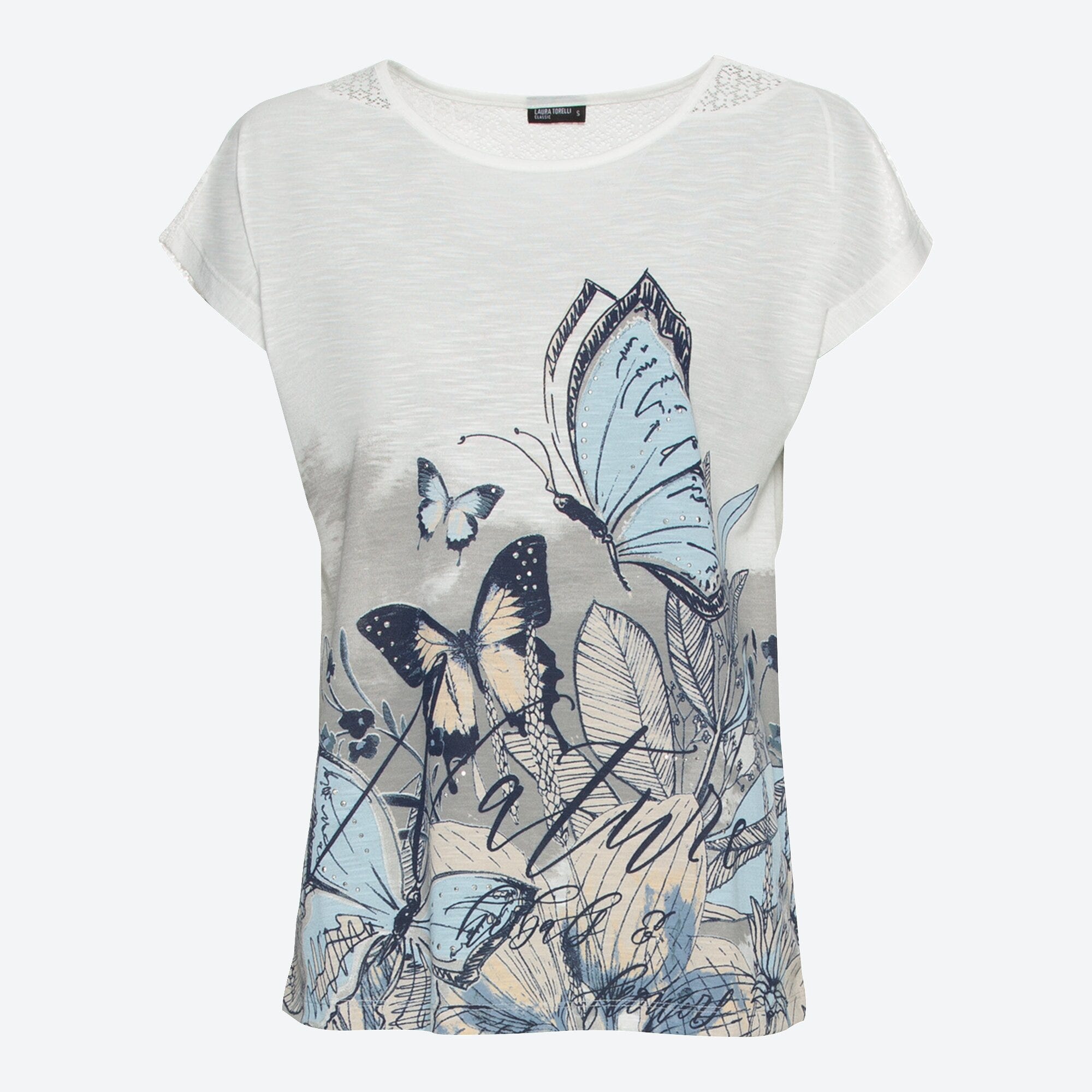 Damen-T-Shirt mit Schmetterlings-Frontaufdruck