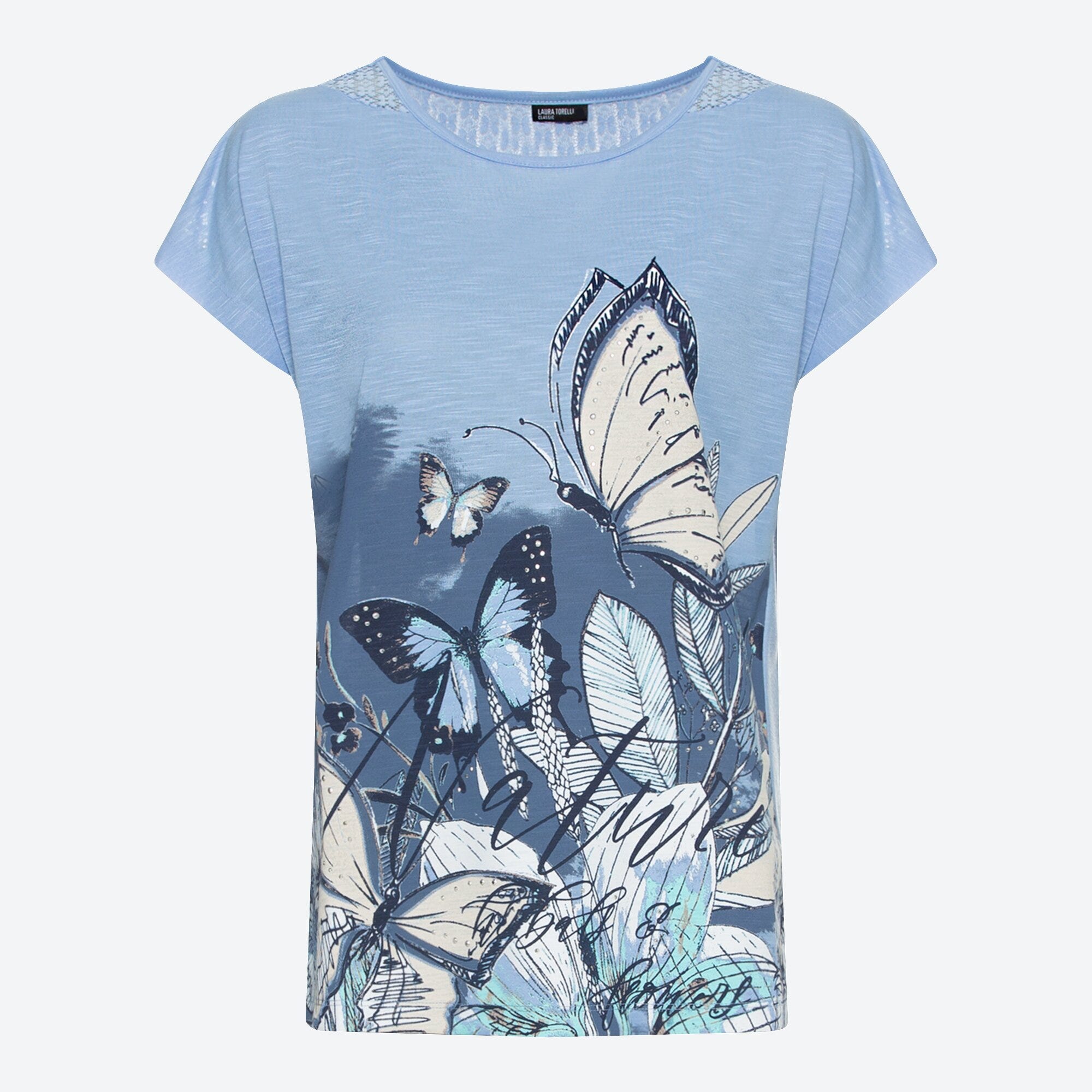 Damen-T-Shirt mit Schmetterlings-Frontaufdruck