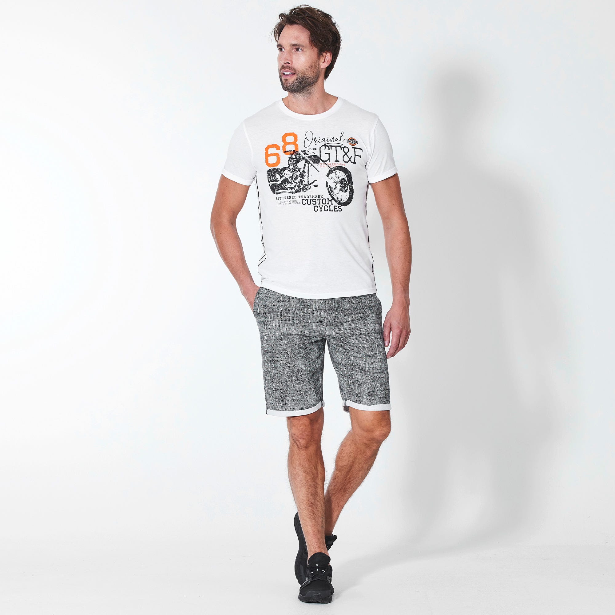 Herren-Bermudas in Melange-Optik