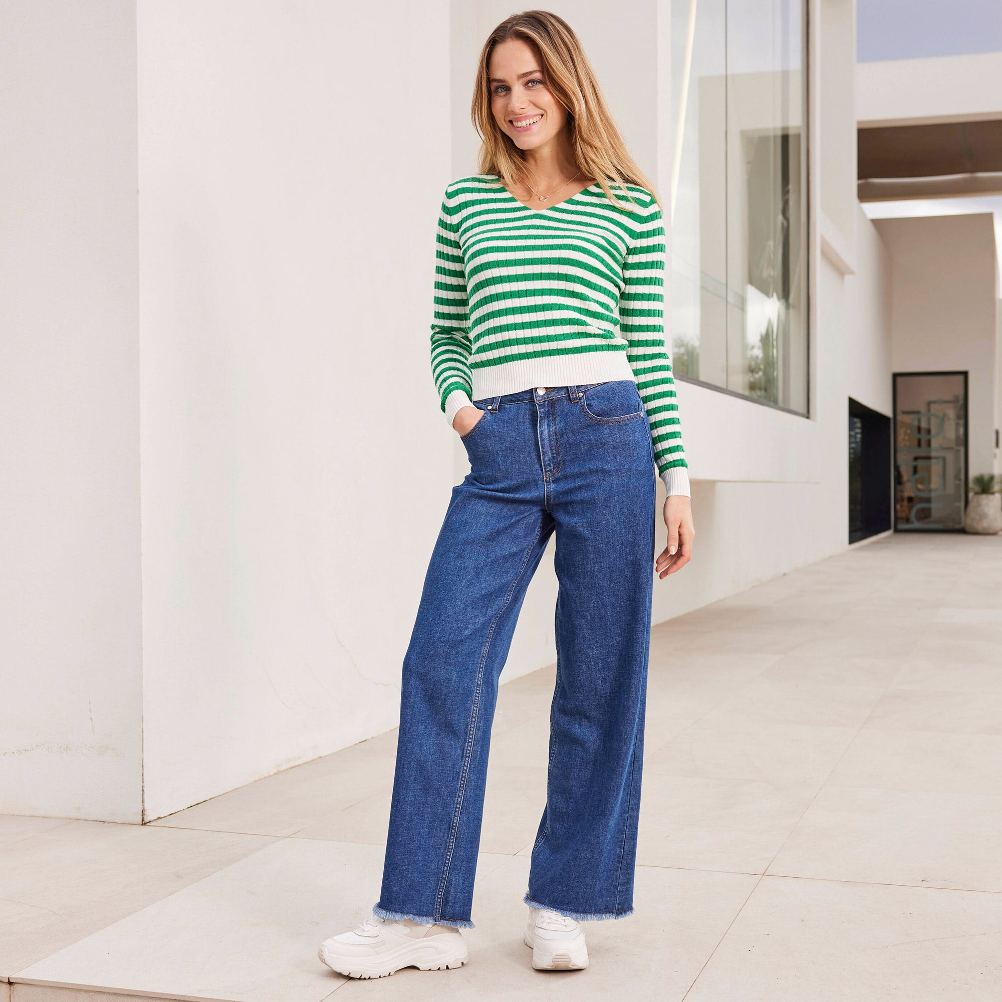 Damen-Jeans mit weitem Bein