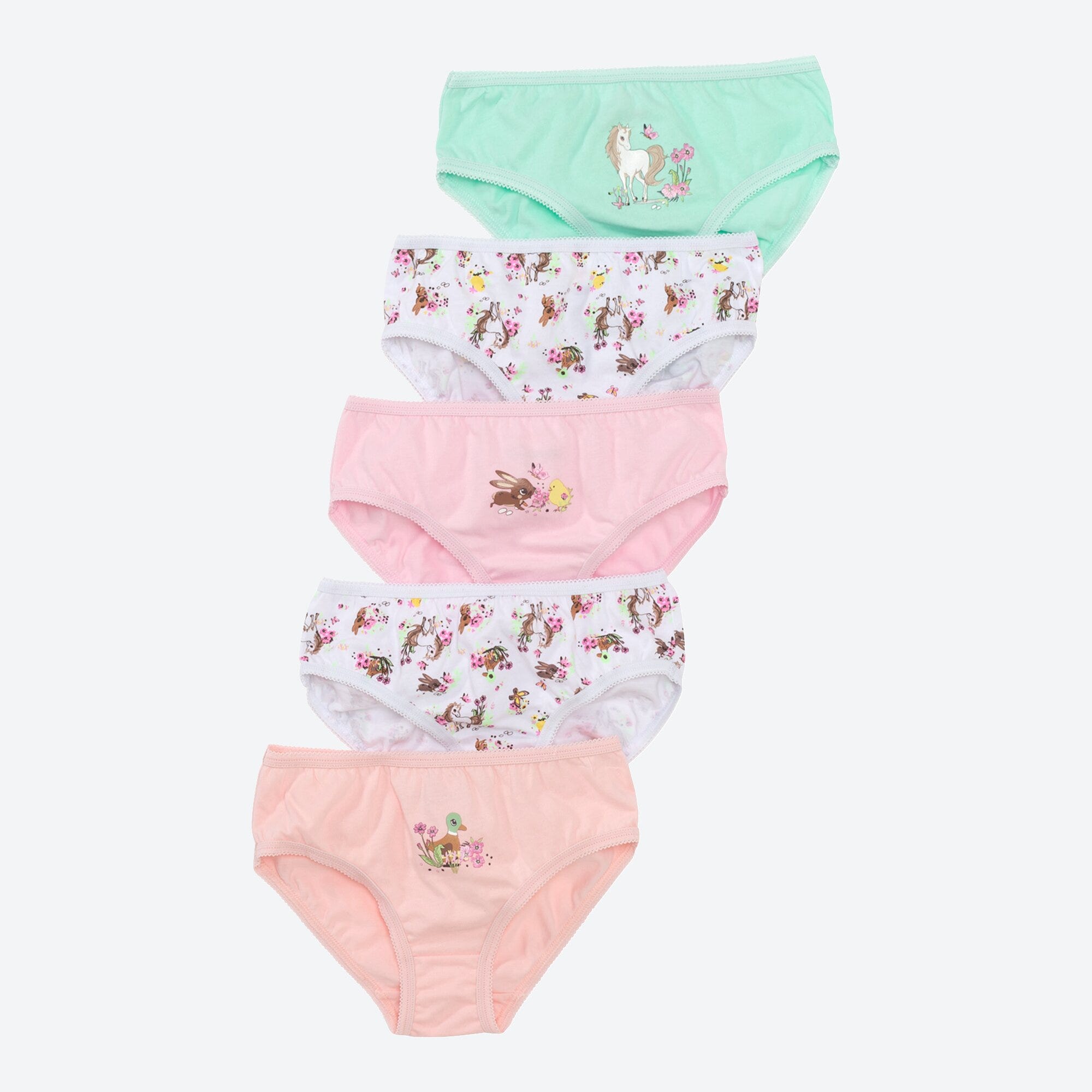 Mädchen-Slips mit Tier-Aufdruck, 5er-Pack