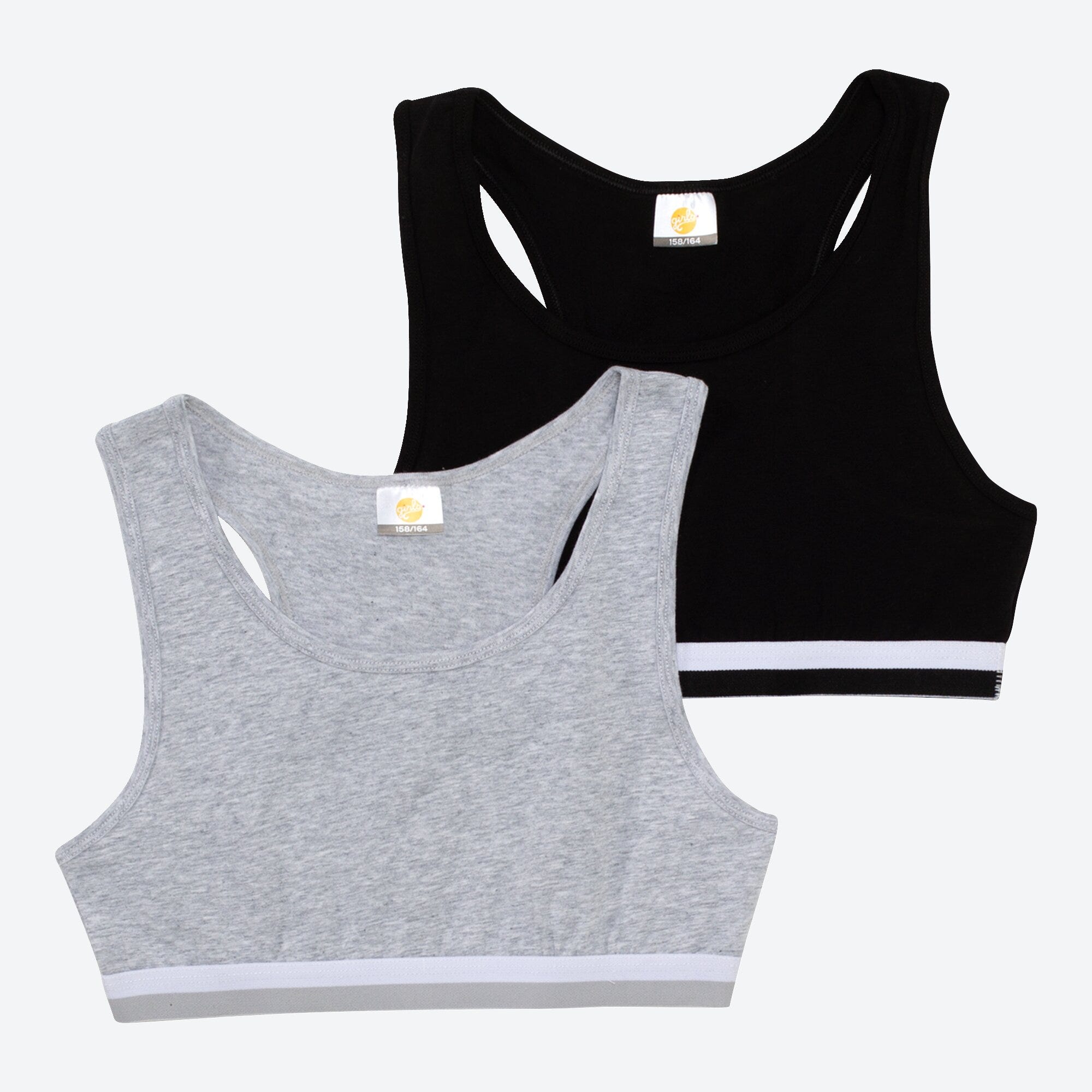 Mädchen-Bustier mit Kontrast-Streifen, 2er-Pack