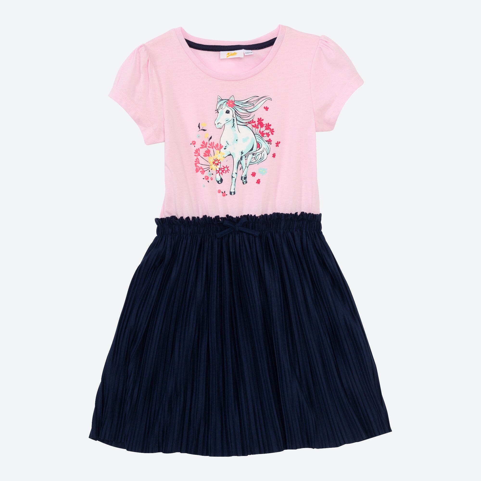 Mädchen-Kleid mit Pferde-Frontaufdruck