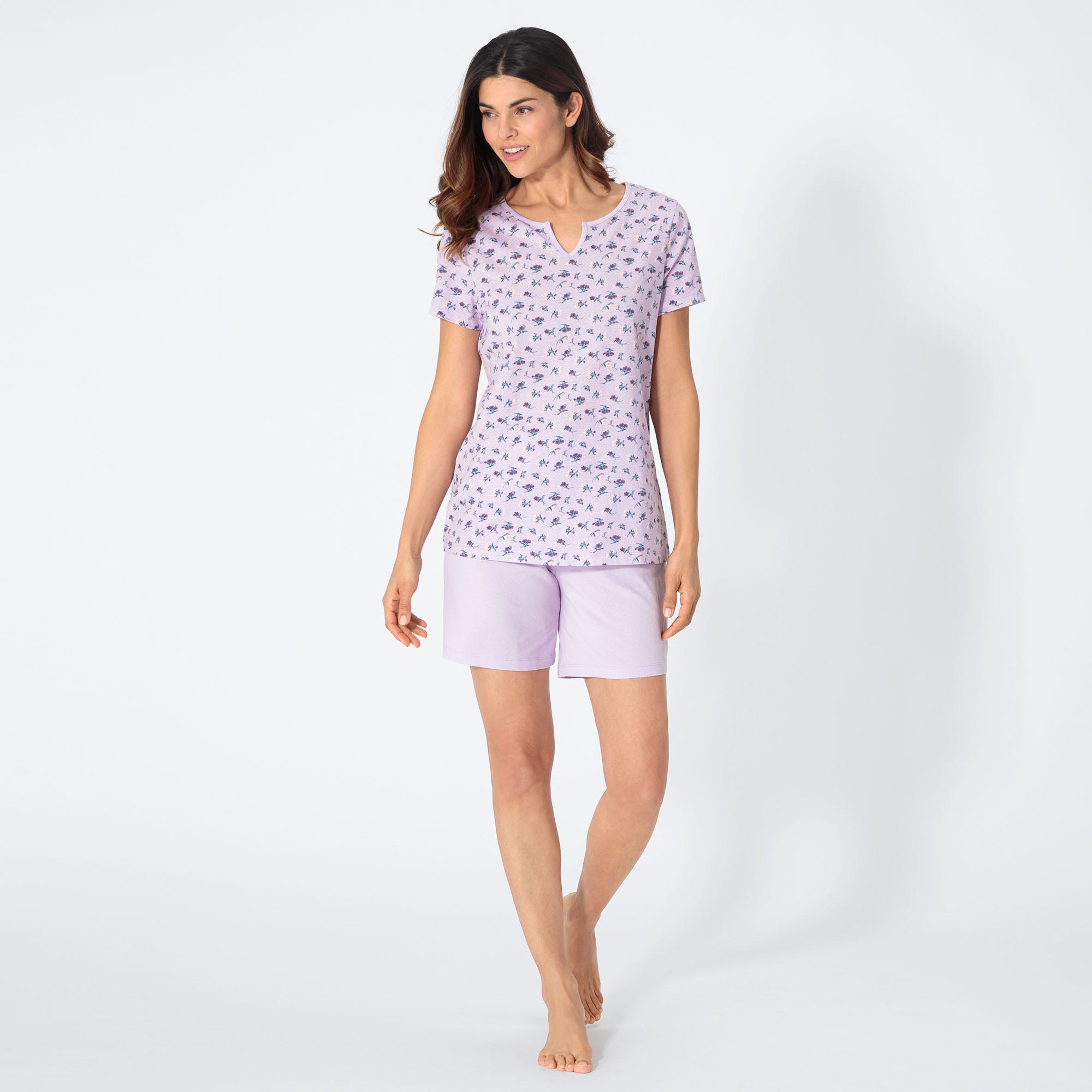 Damen-Shorty mit Blümchen-Design, 2-teilig