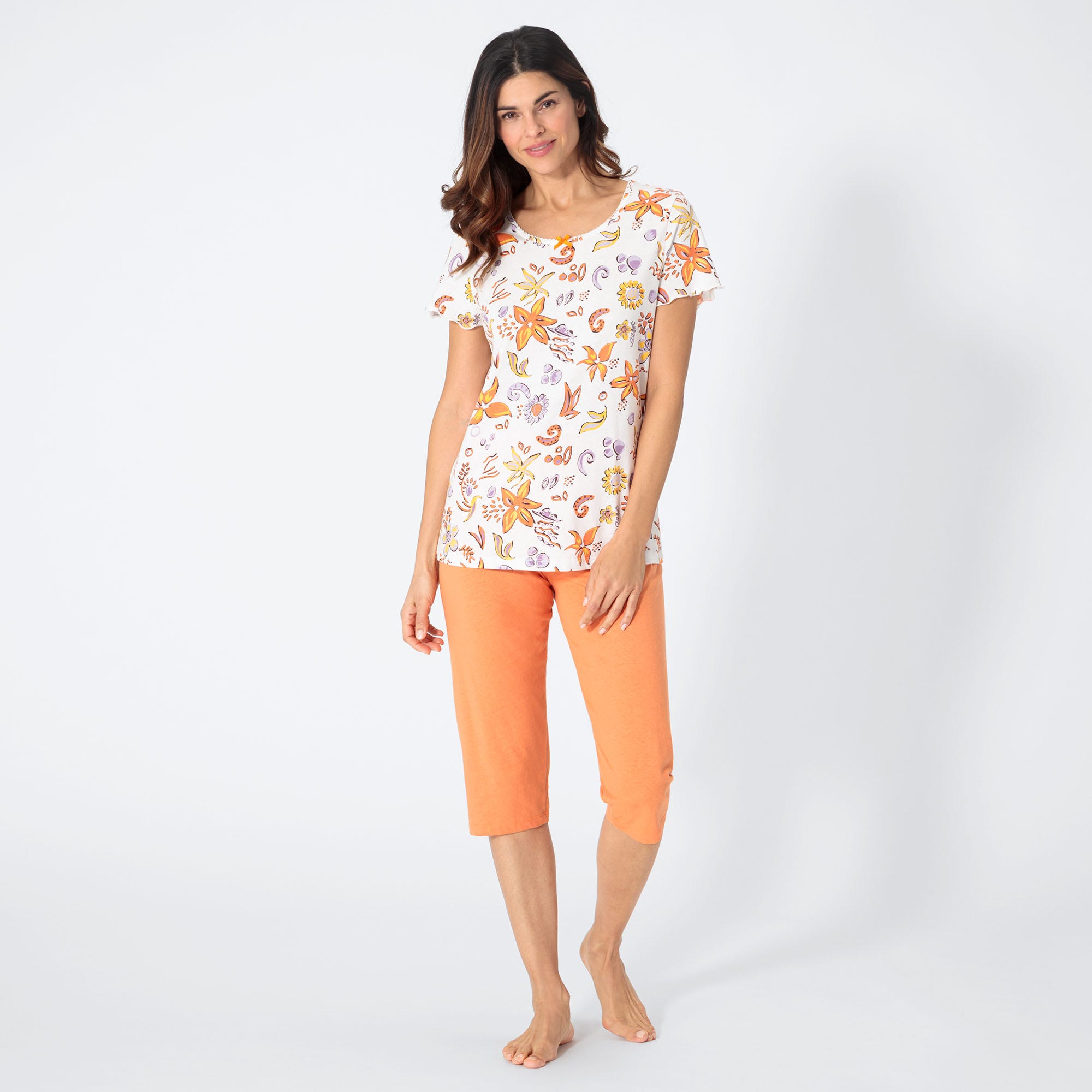 Damen-Shorty mit Blumenmuster, 2-teilig