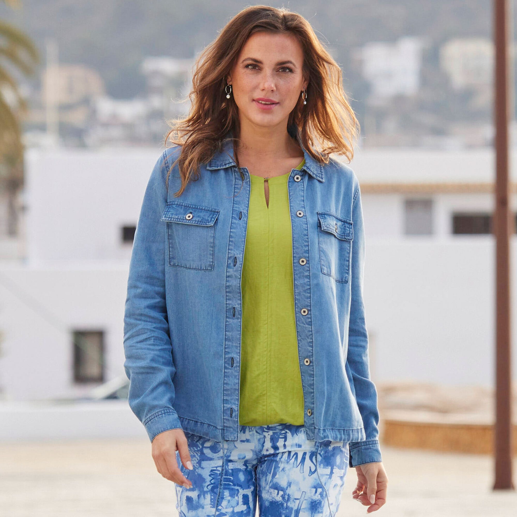 Damen-Blusenjacke mit 2 Brusttaschen