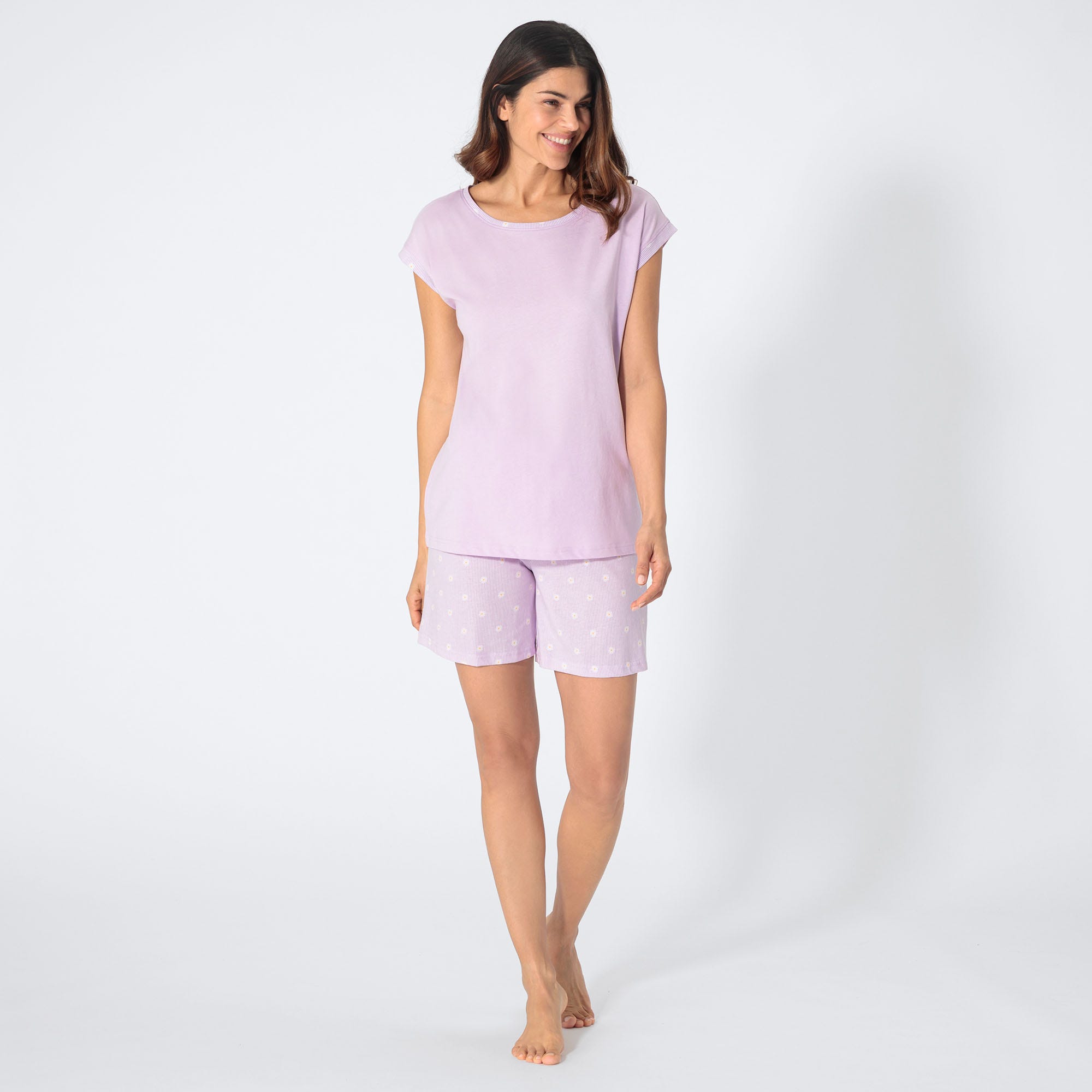 Damen-Shorty mit Blumenmuster, 2-teilig
