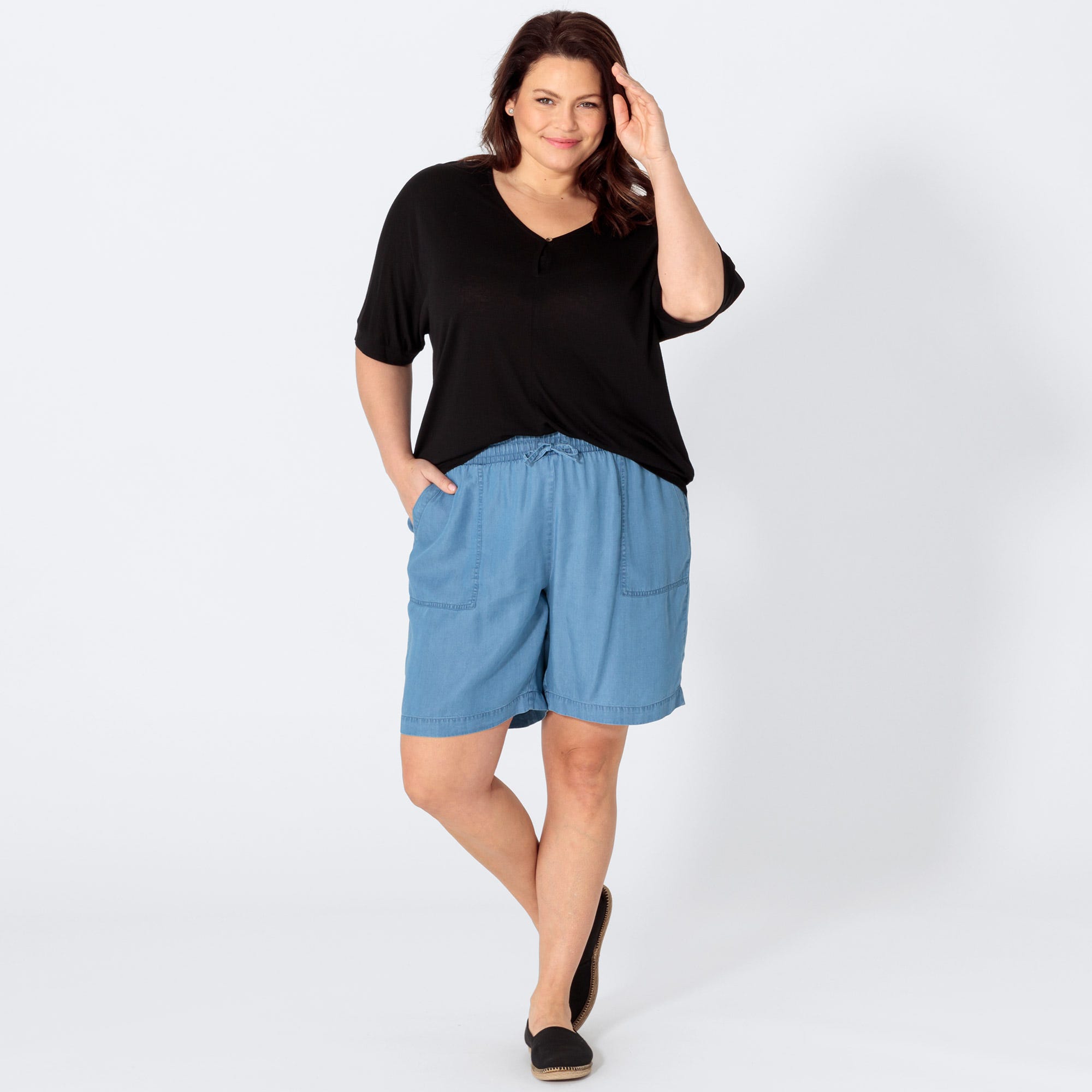 Damen-Bermudas in Jeans-Optik, große Größen