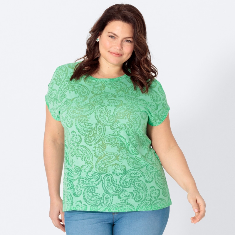 Damen-T-Shirt mit Ausbrenner-Muster, große Größen