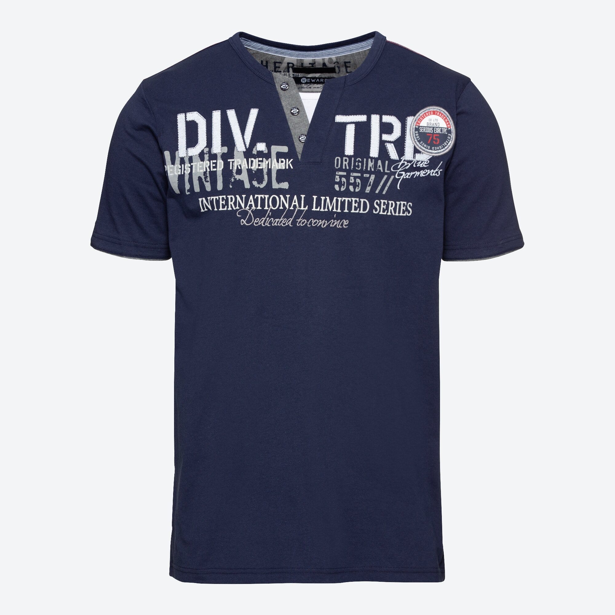 Herren-T-Shirt mit Henley-Kragen