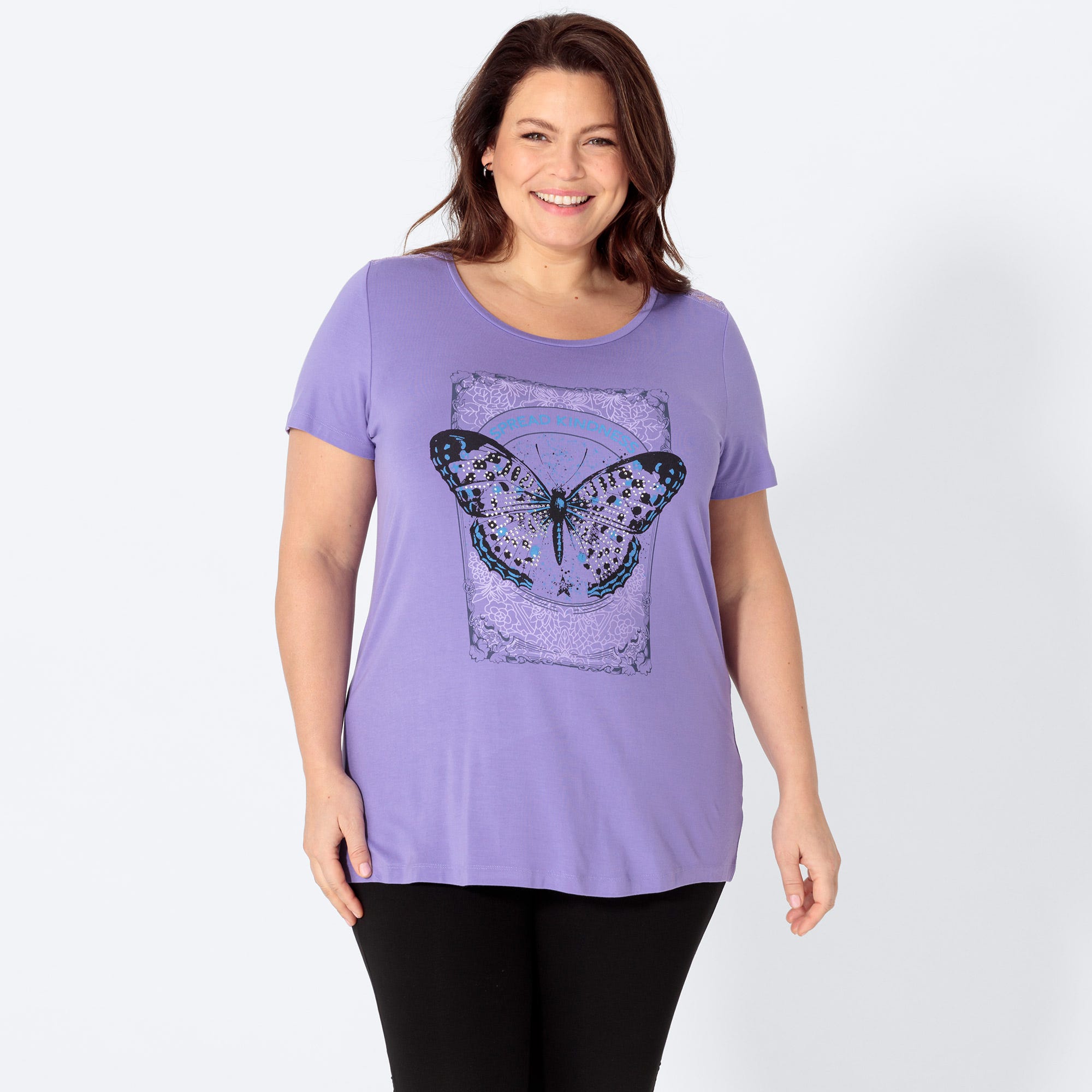 Damen-T-Shirt mit Schmucksteinchen, große Größen