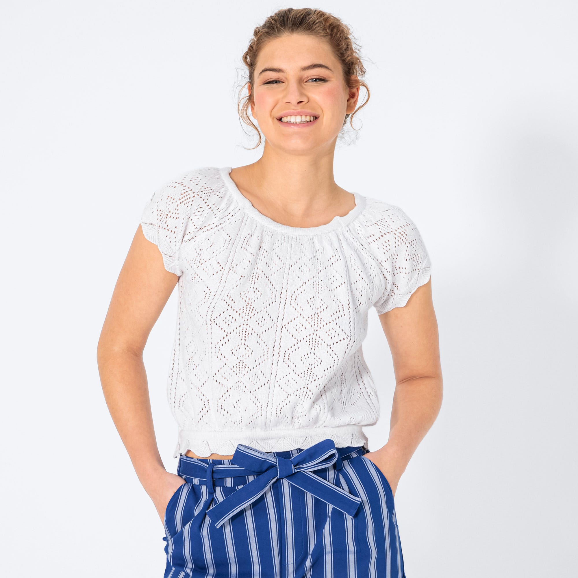 Damen-T-Shirt mit Ajour-Muster