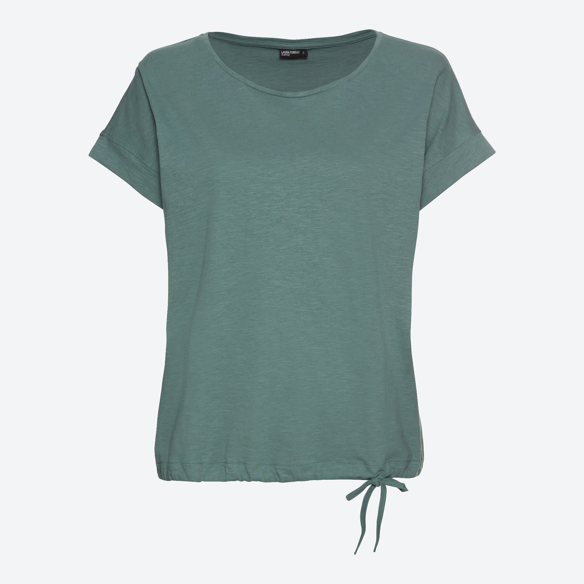 Damen-T-Shirt mit Tunnelzug am Saum