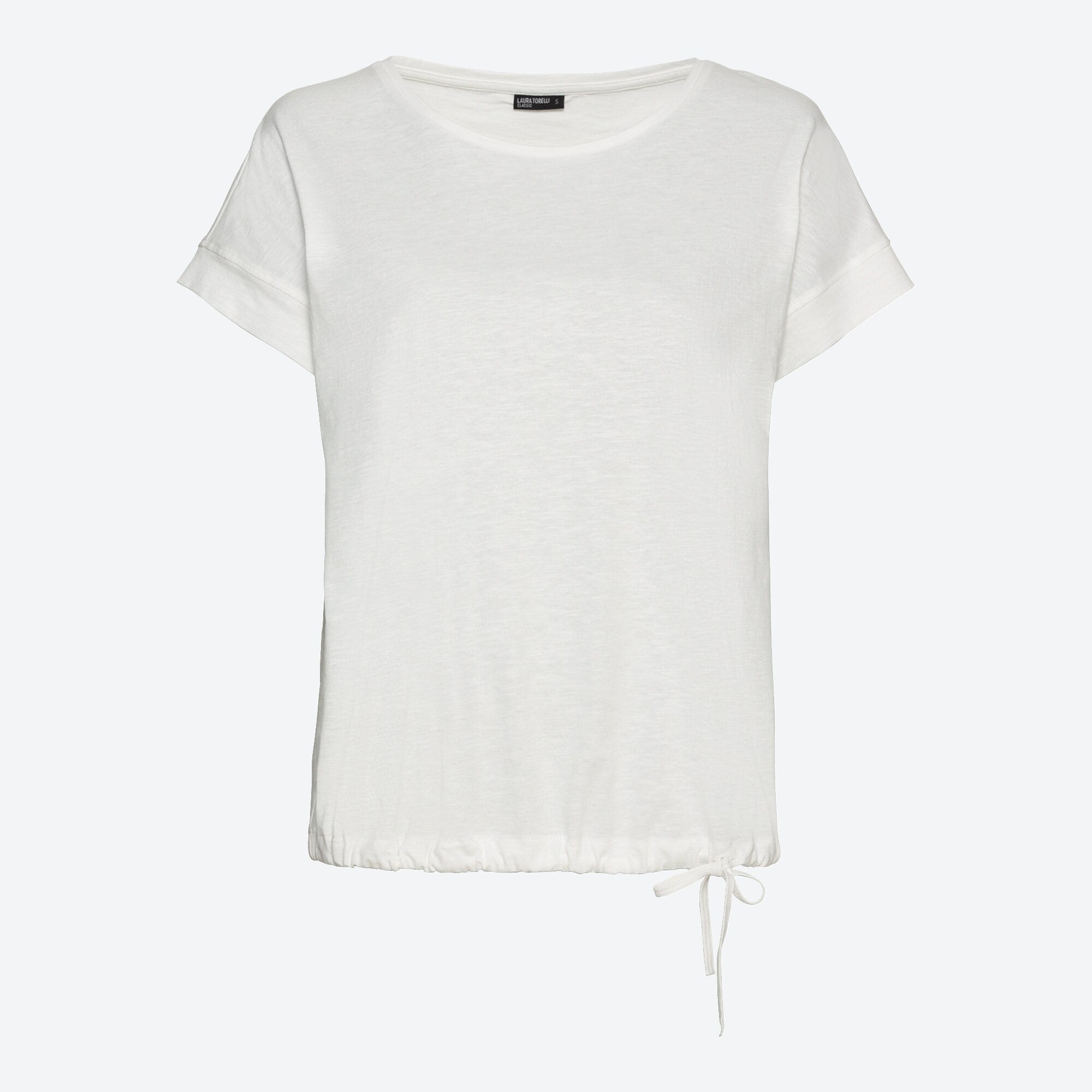 Damen-T-Shirt mit Tunnelzug am Saum