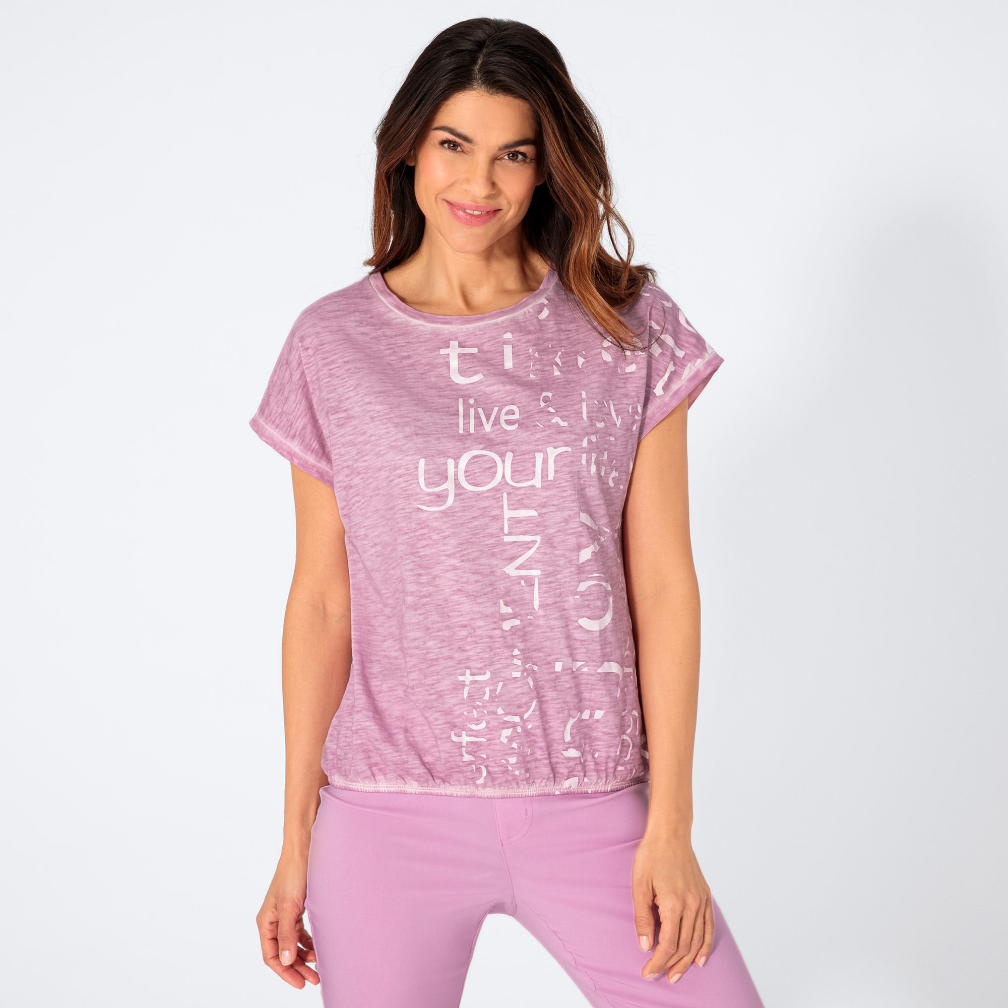 Damen-T-Shirt in Oil-Washed-Optik