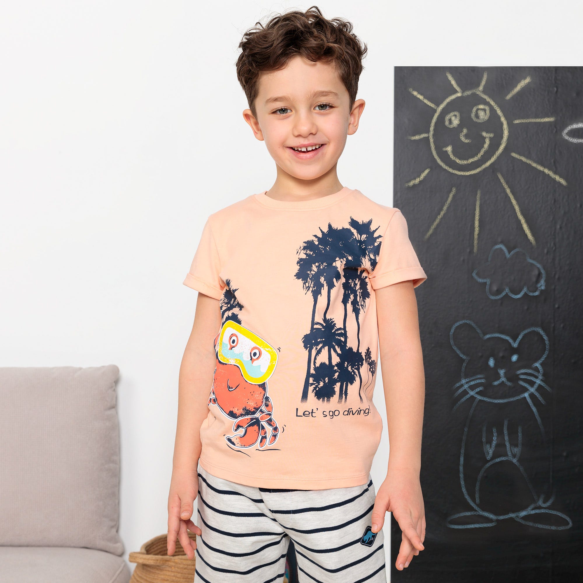 Jungen-T-Shirt mit Krabben-Aufdruck