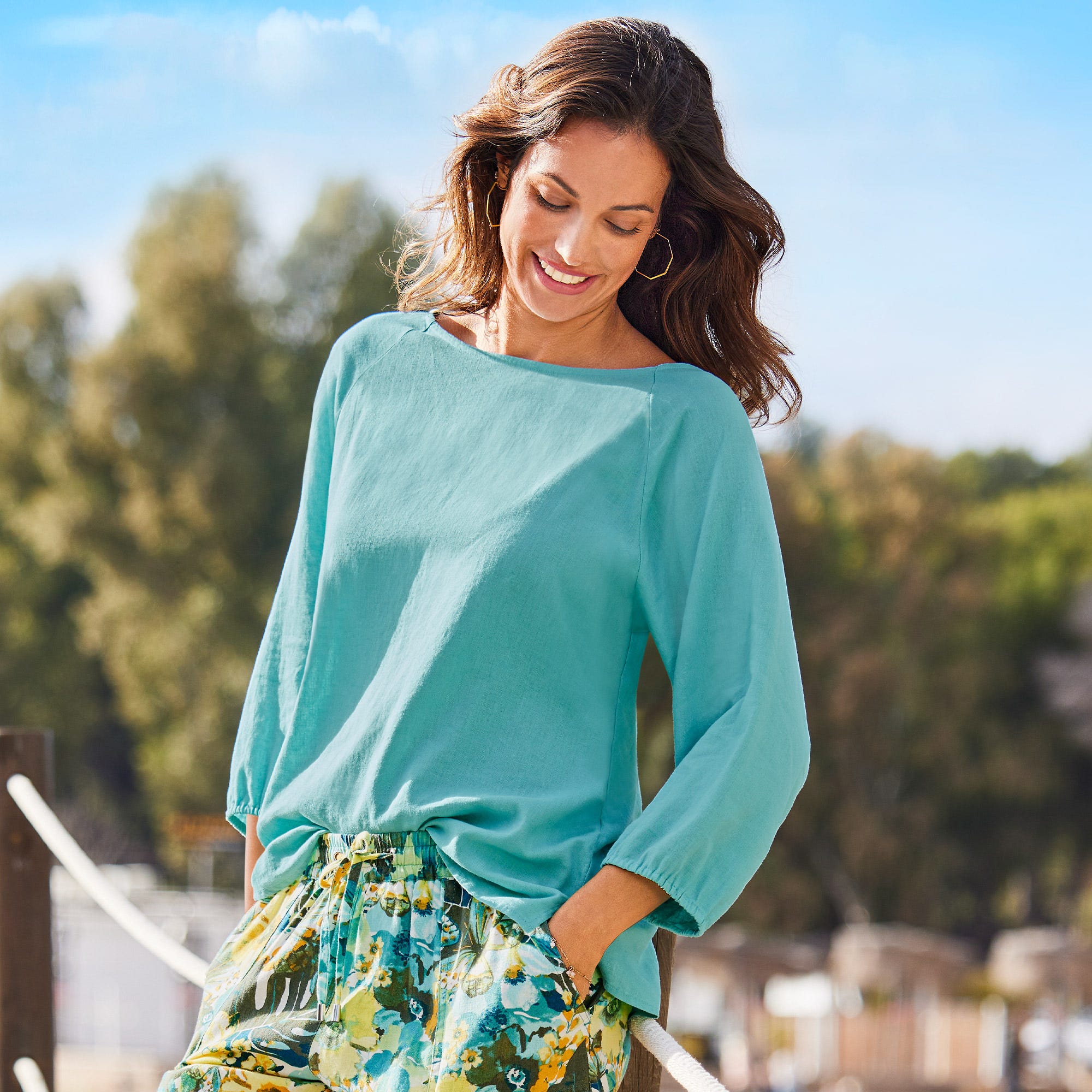 Damen-Bluse in Leinenoptik