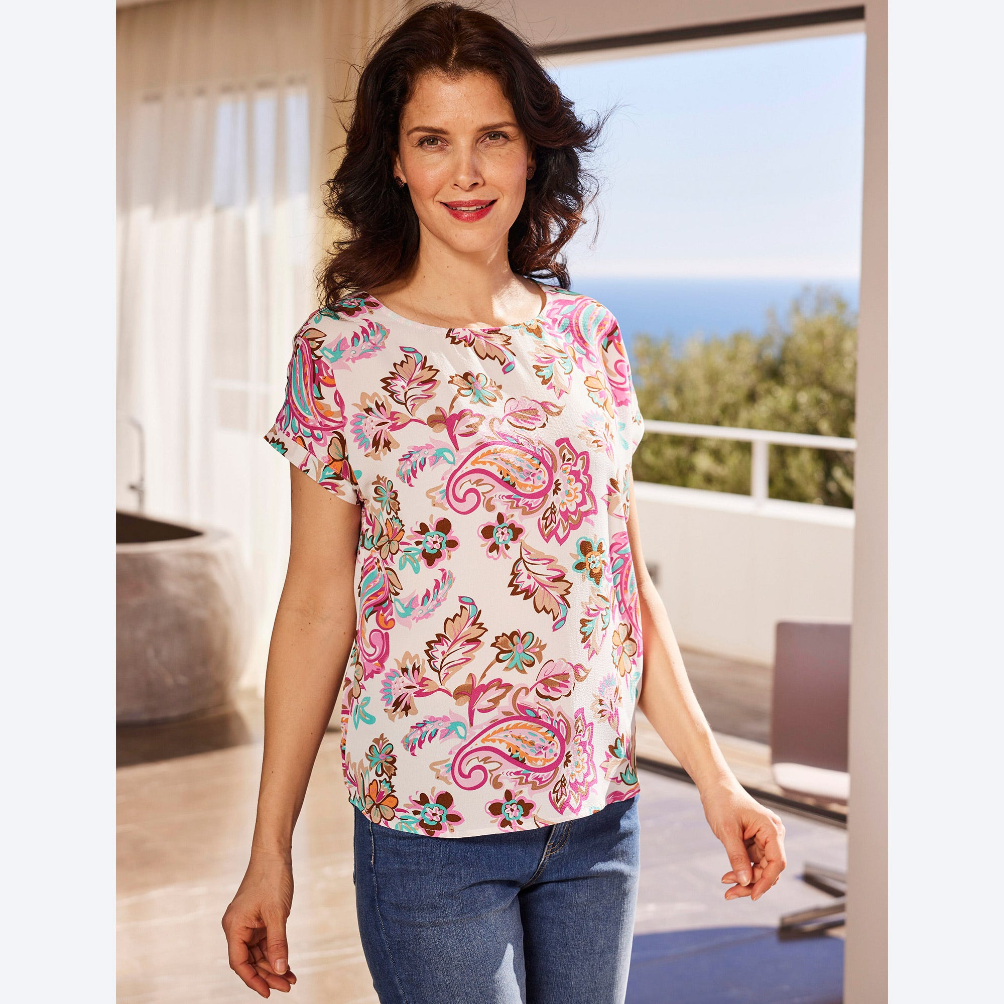 Damen-Bluse in Crepe-Optik