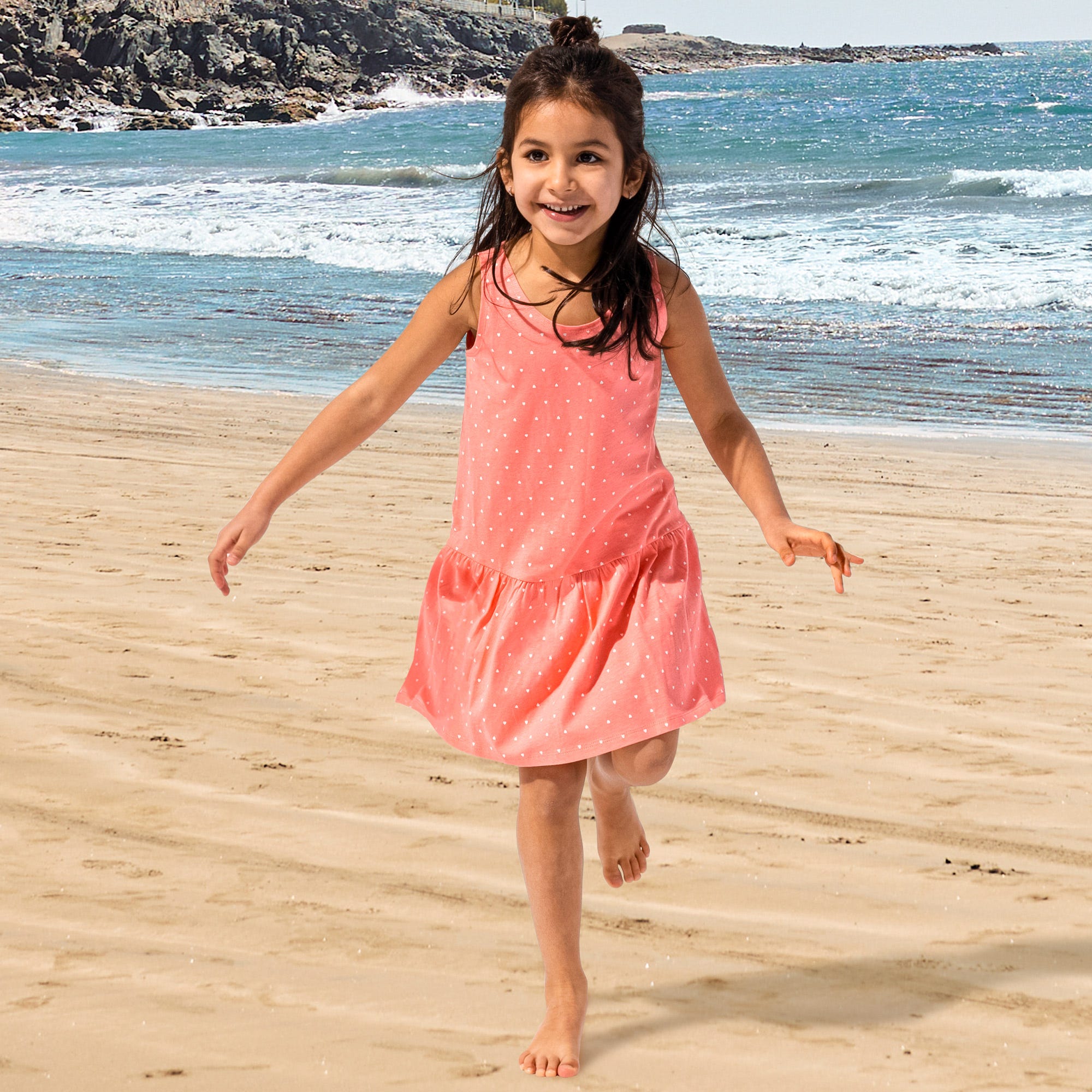 Kinder-Mädchen-Kleid mit Herzmuster