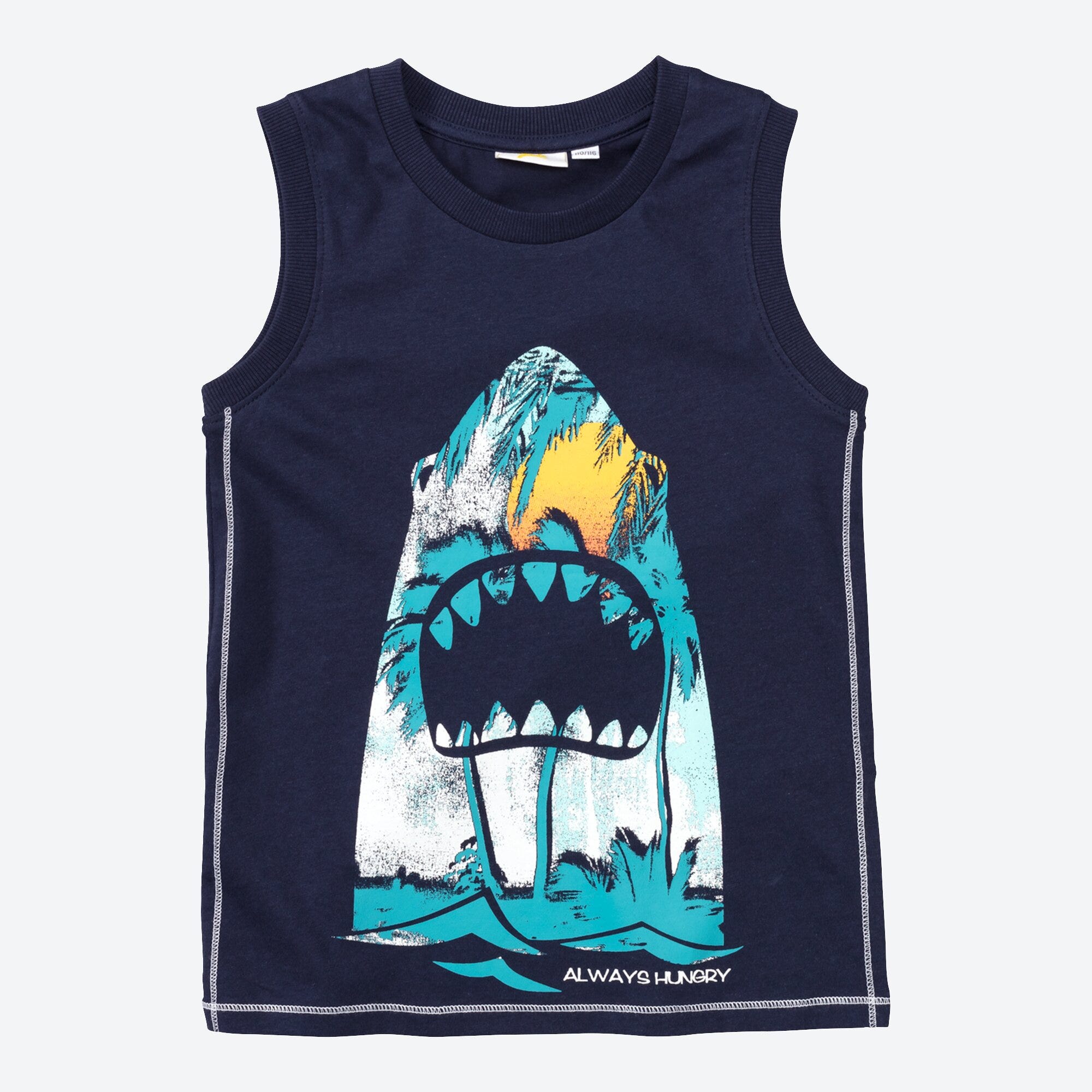 Jungen-Top mit Hai-Frontaufdruck