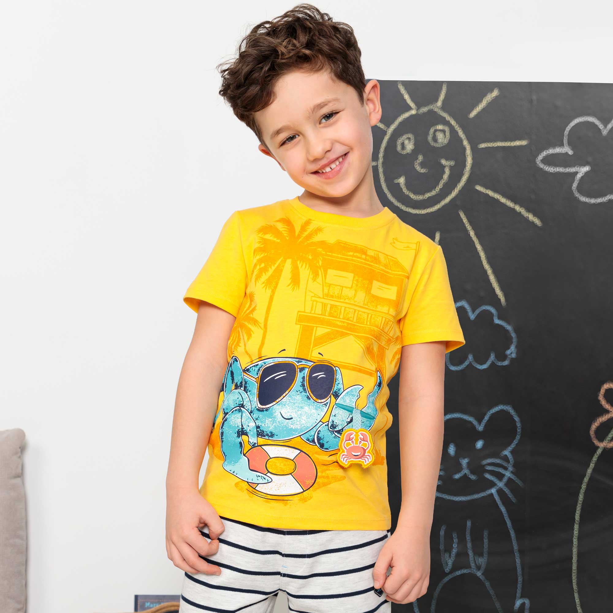 Jungen-T-Shirt mit Krabben-Frontaufdruck