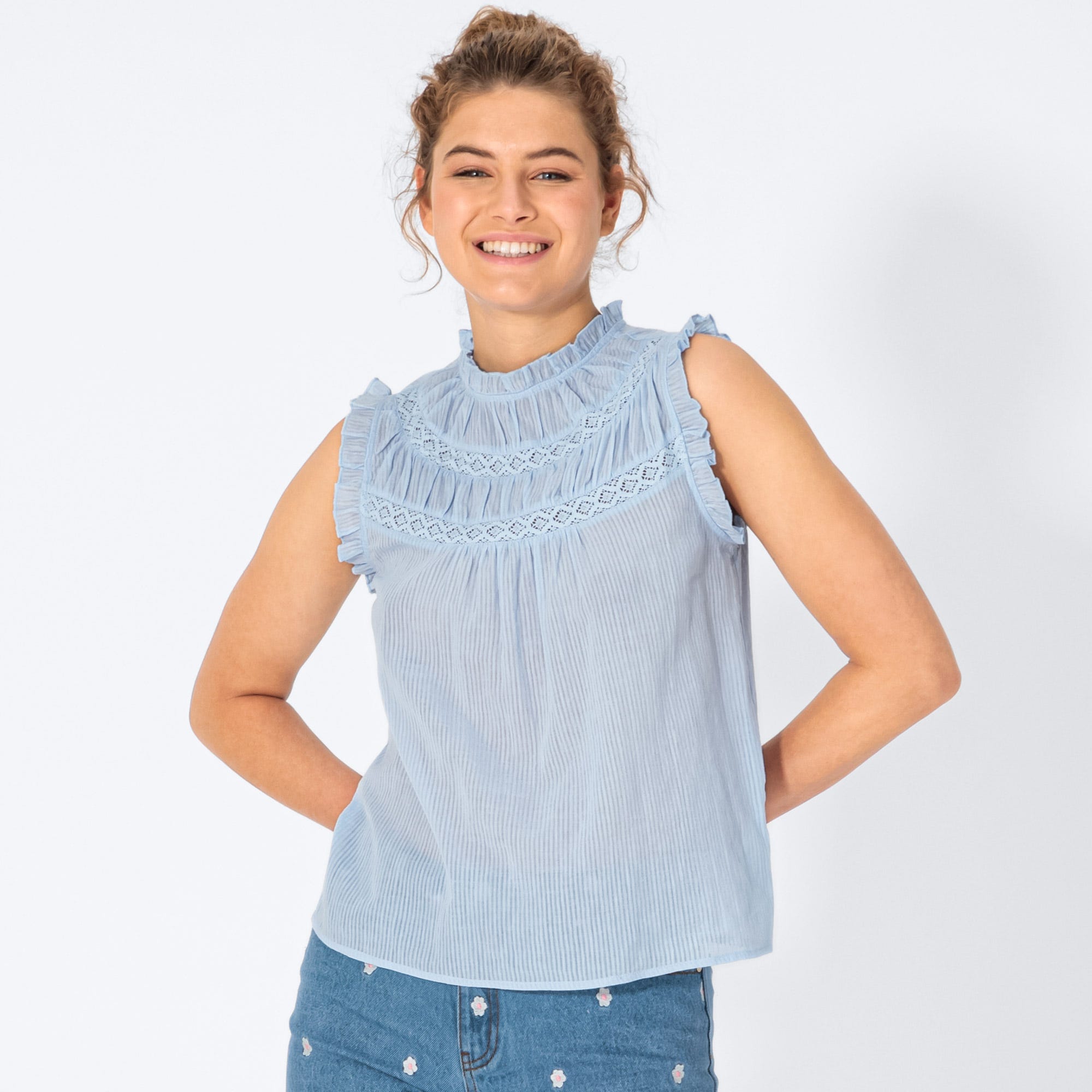 Damen-Bluse mit Spitzeneinsatz