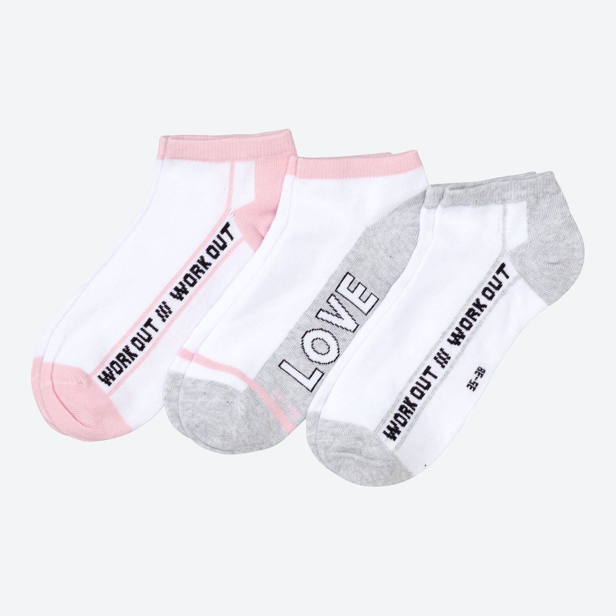 Damen-Sneaker-Socken mit Kontrast-Design, 3er-Pack