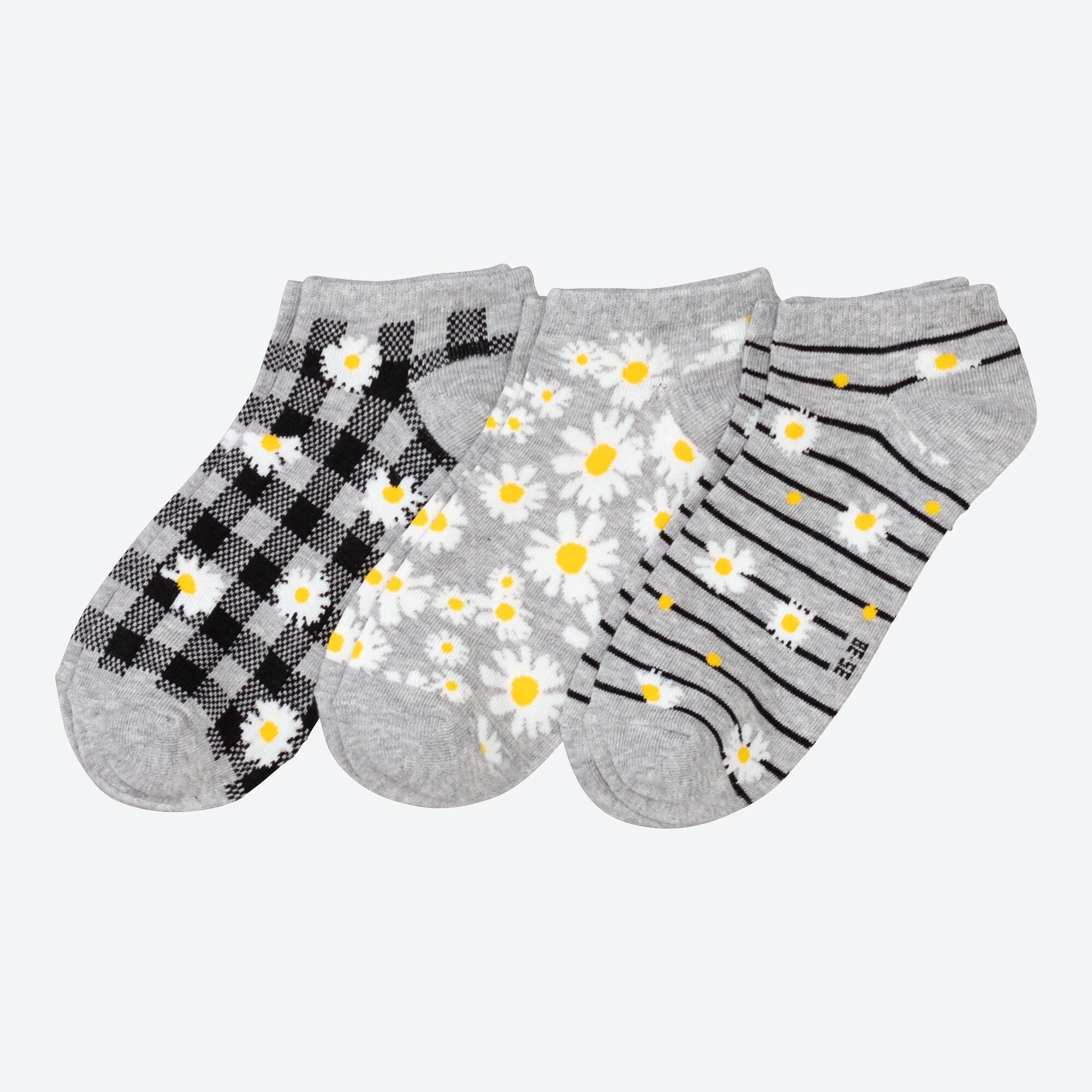 Damen-Sneaker-Socken mit Blümchen-Design, 3er-Pack