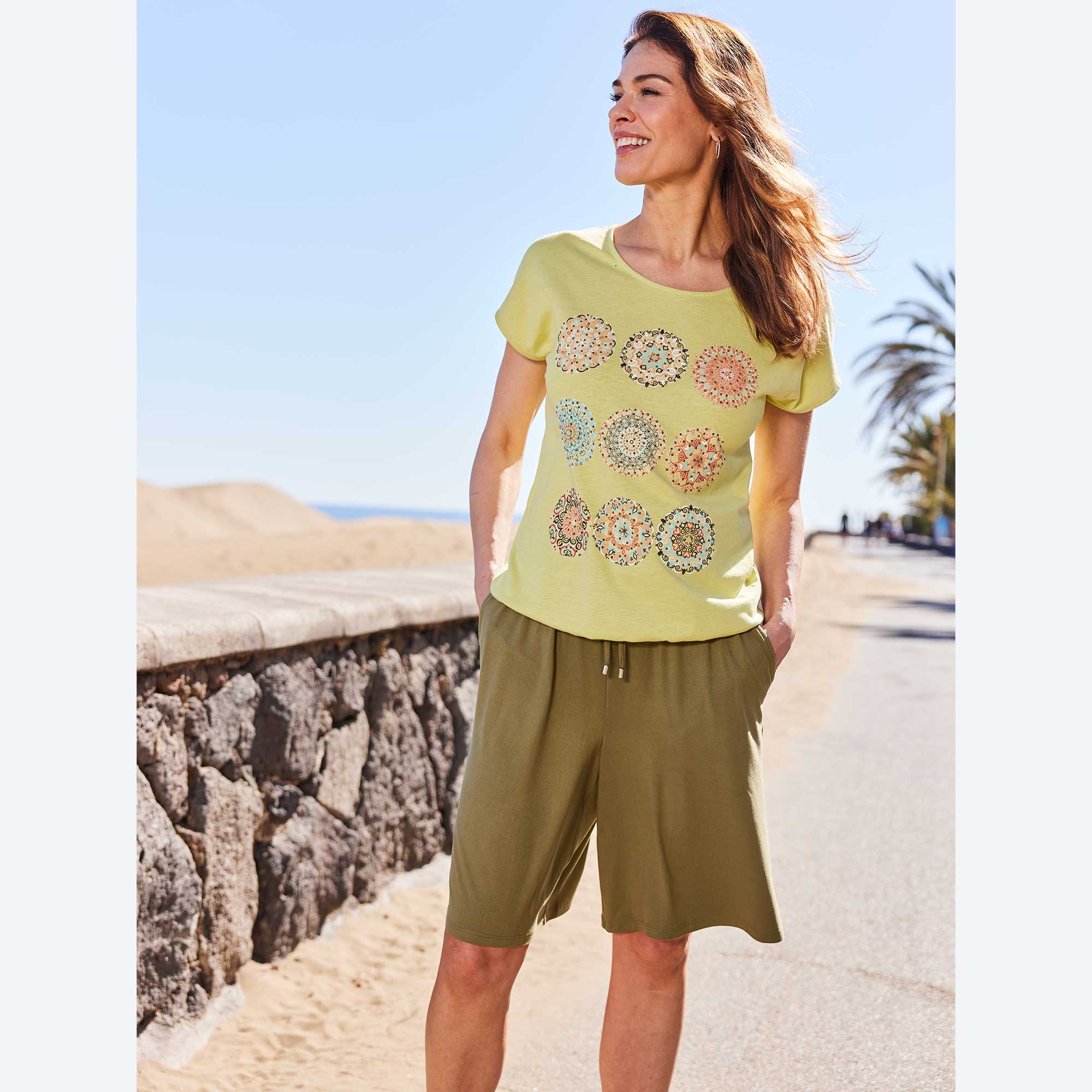 Damen-Bermudas mit elastischem Bund