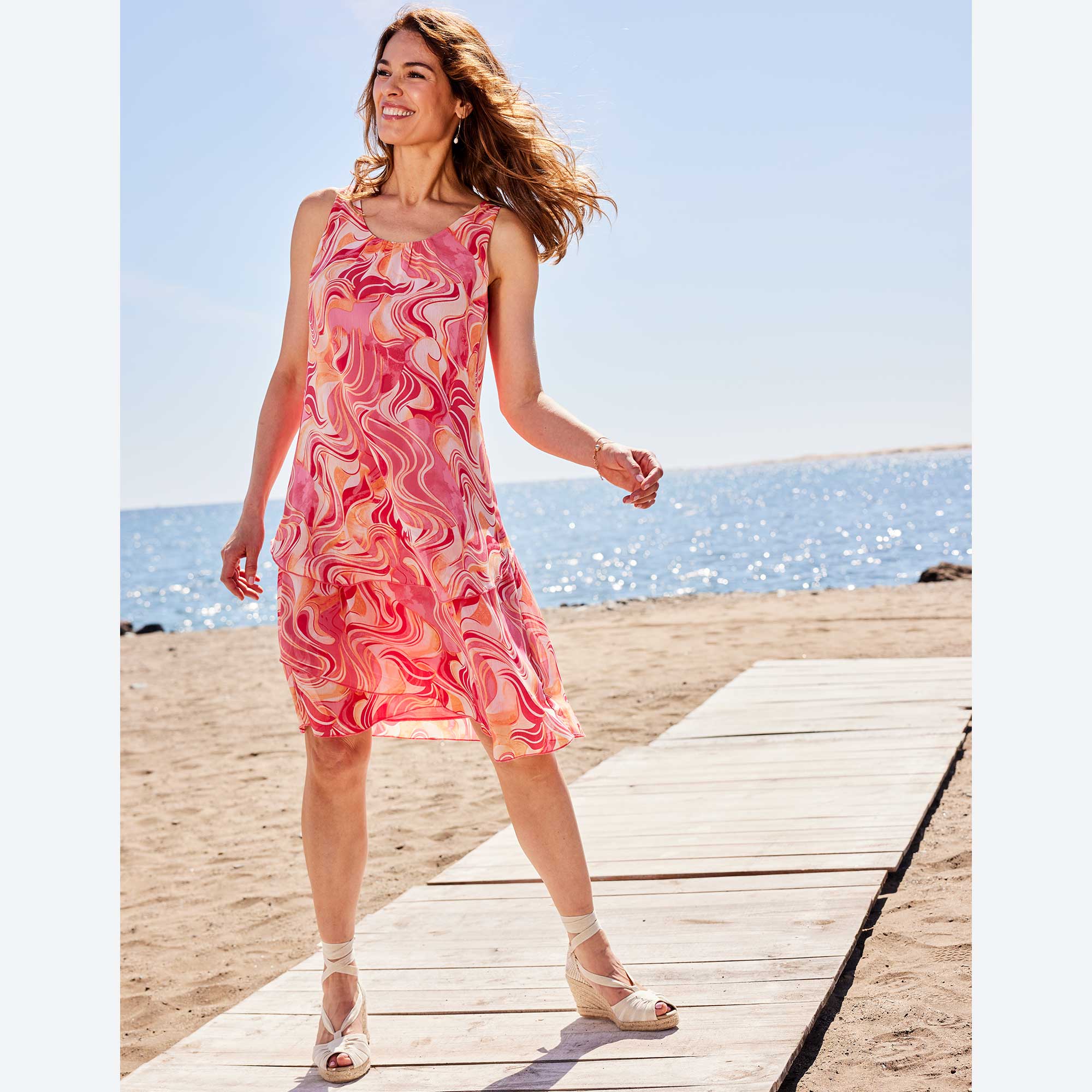 Damen-Chiffonkleid mit modischem Muster