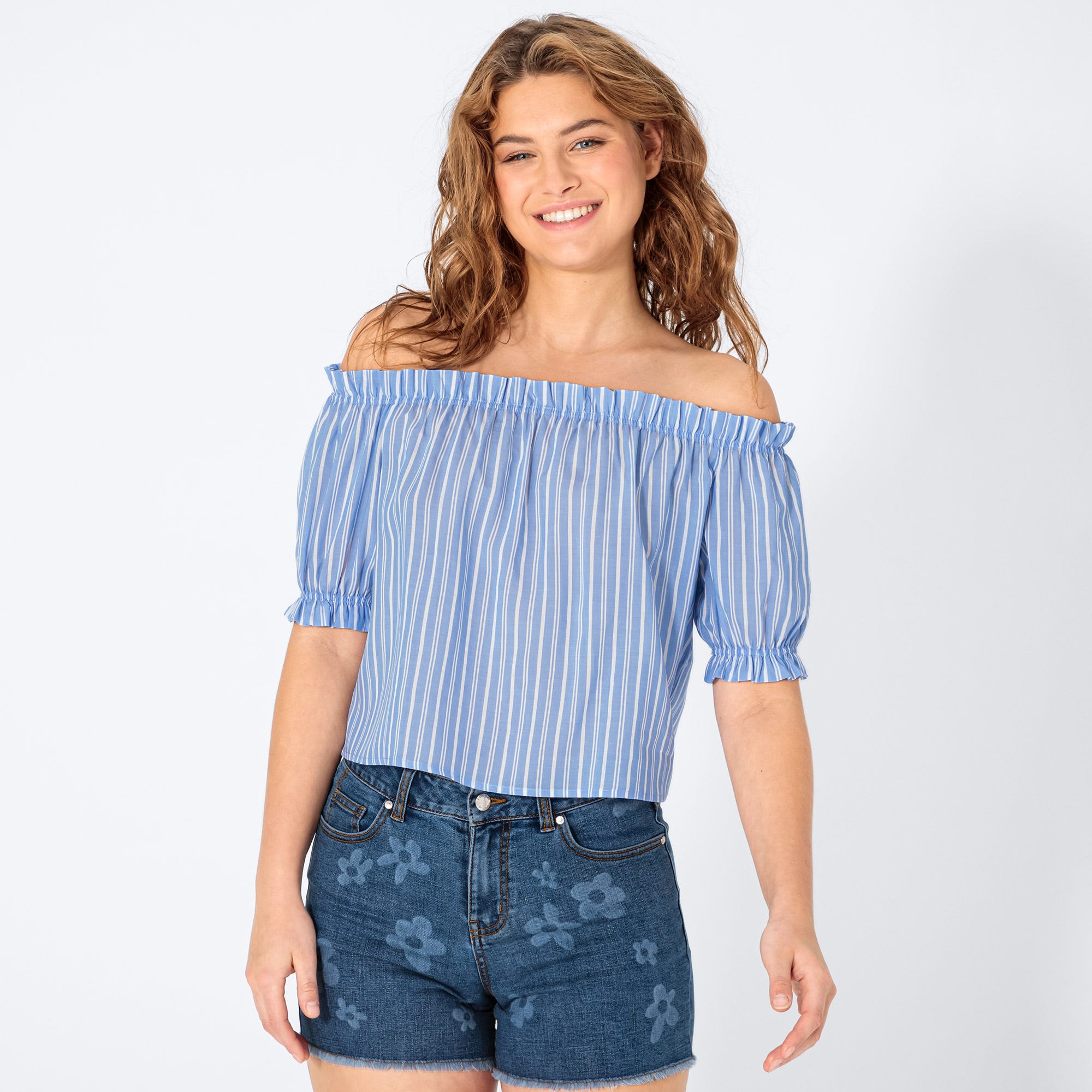 Damen-Bluse mit Carmen-Ausschnitt