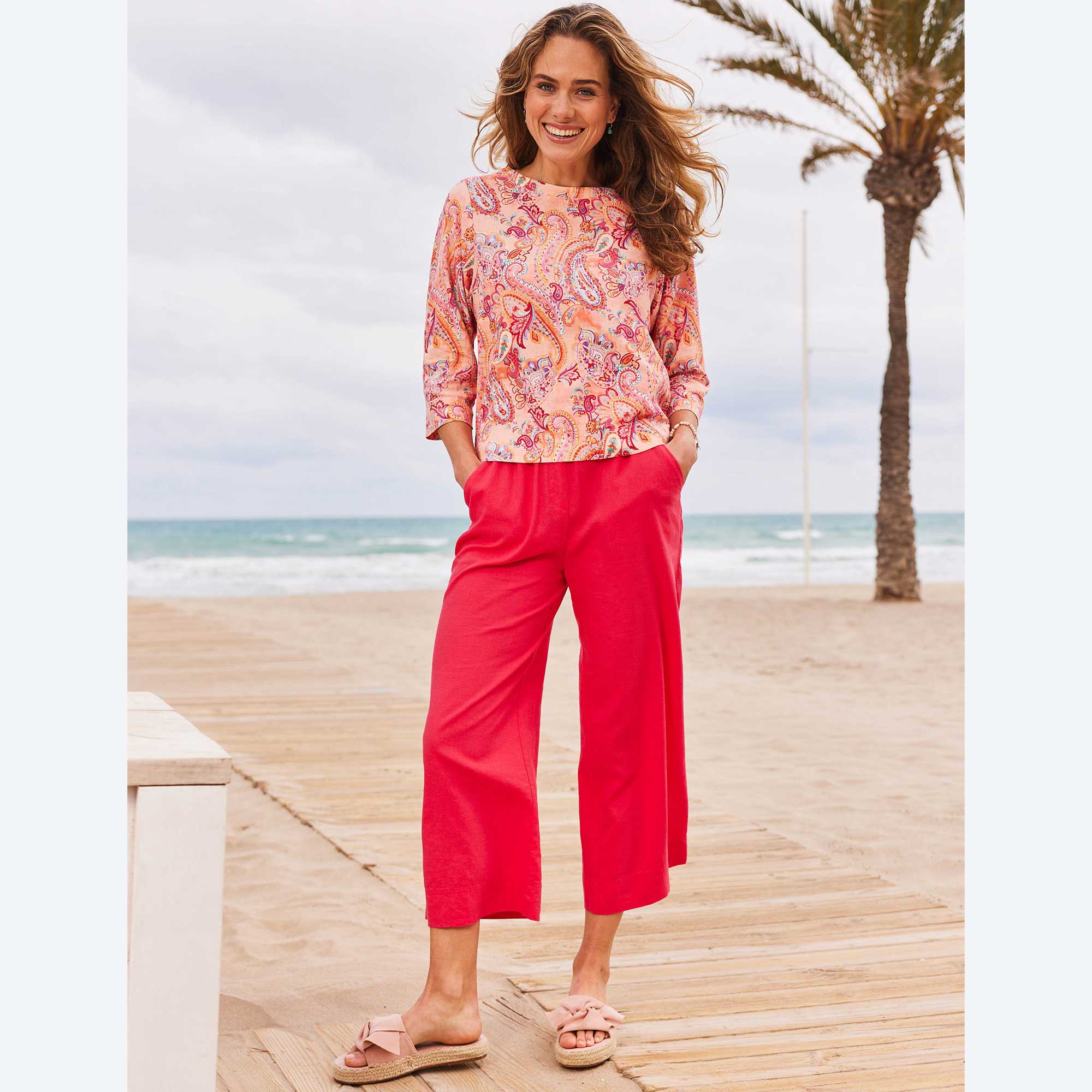 Damen-Culotte aus Leinenmix