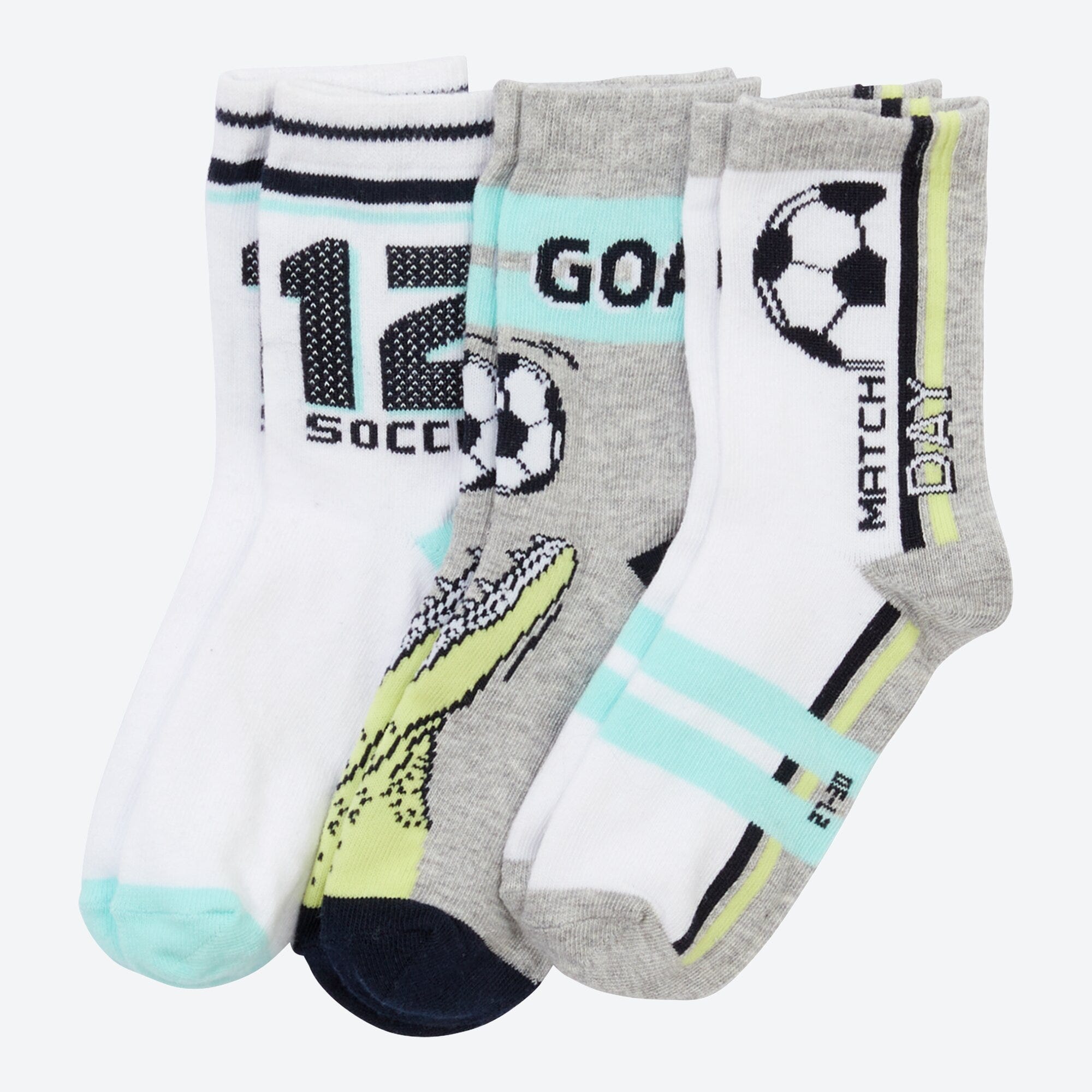 Jungen-Socken mit Fußball-Design, 3er-Pack
