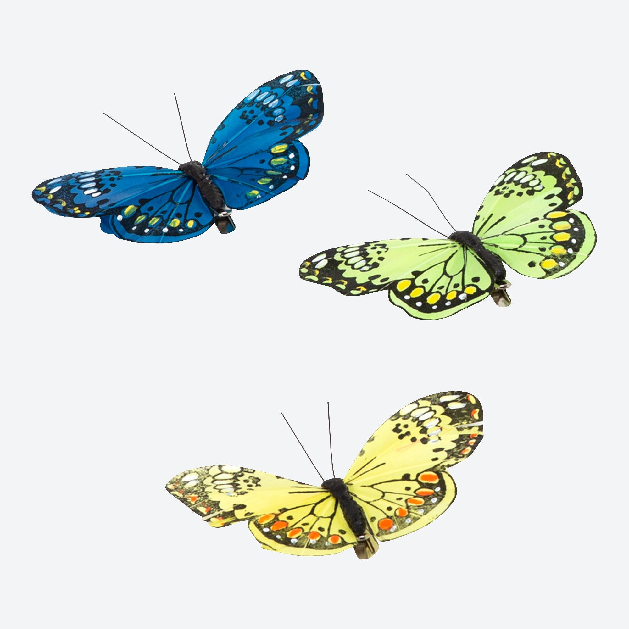Deko-Schmetterlinge mit Clip, Ø ca. 12cm, 3er-Pack
