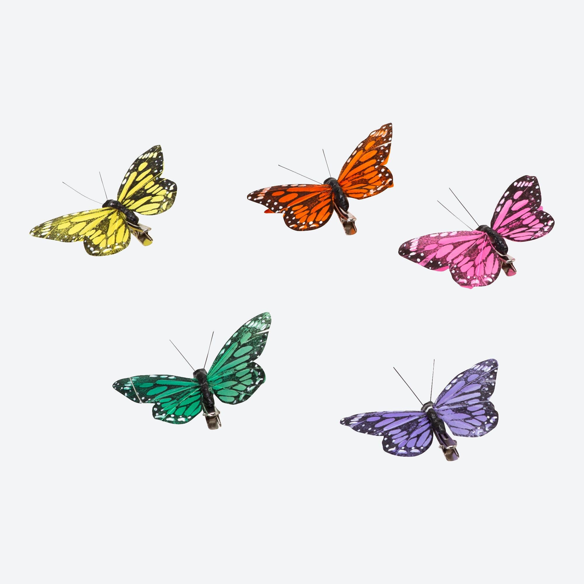 Deko-Schmetterlinge mit Clip, ca. 8x6x2cm, 5er-Pack