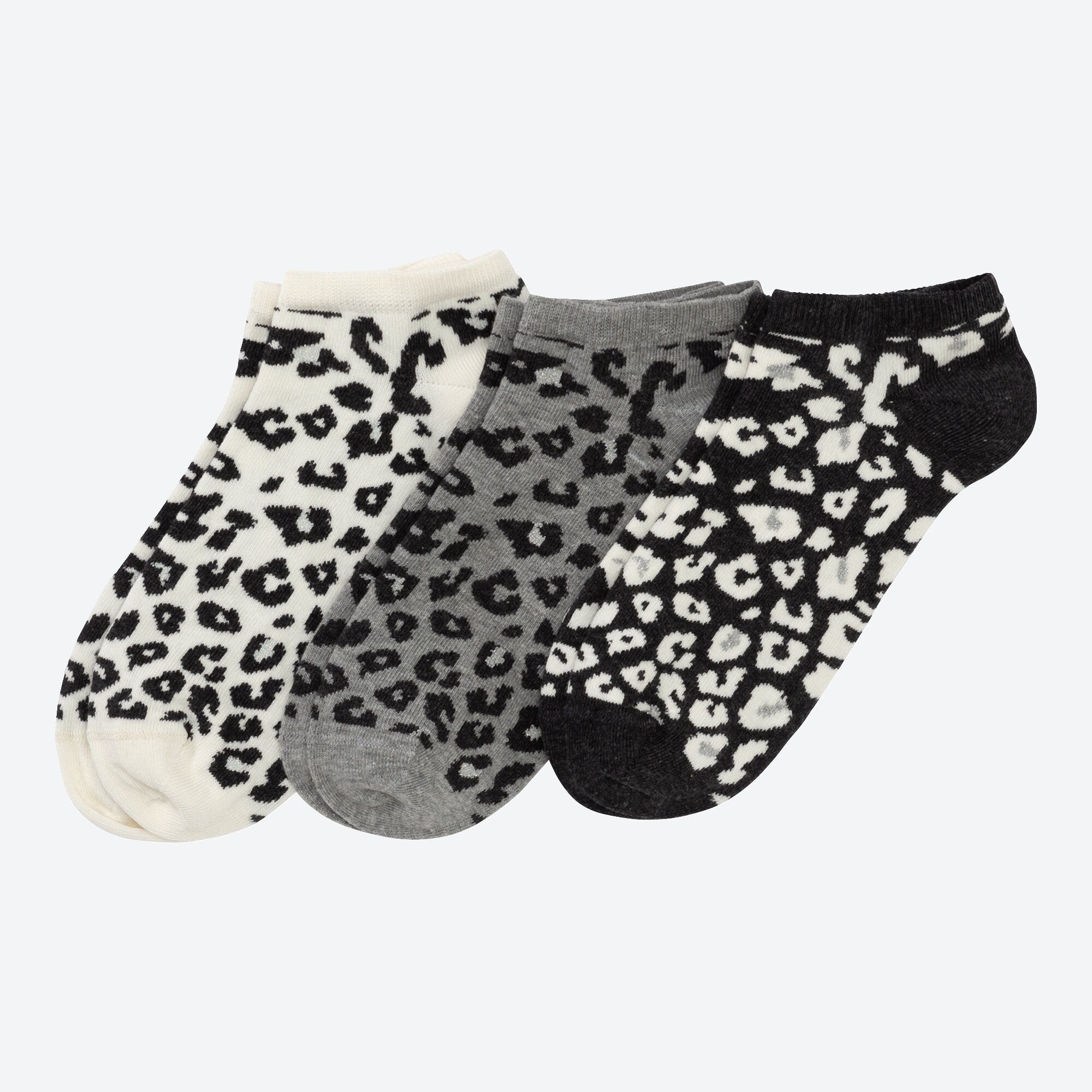 Damen-Sneaker-Socken mit Leo-Muster, 3er-Pack