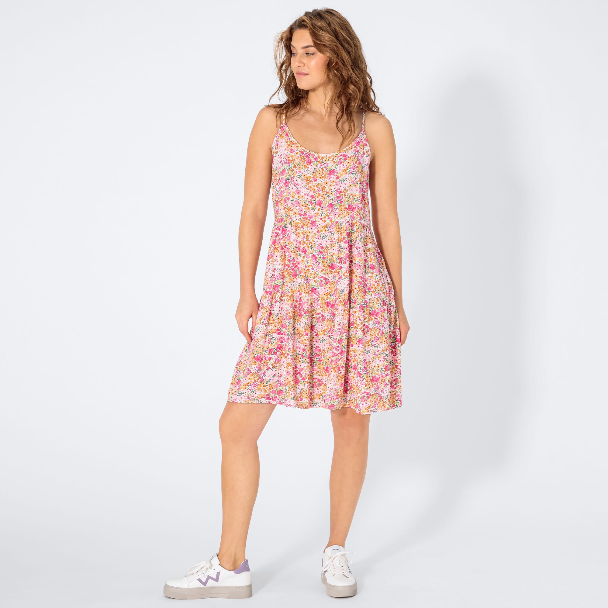 Damen-Kleid mit Spaghetti-Trägern, mit Gürtel