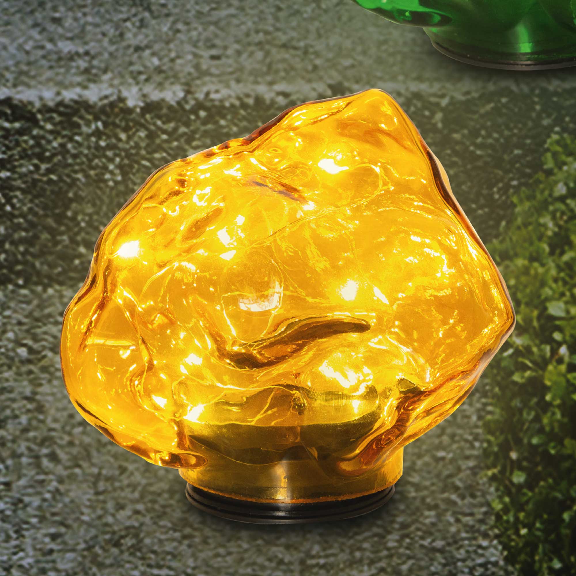 Glasstein mit Solar-Licht, ca. 15x13x14cm
