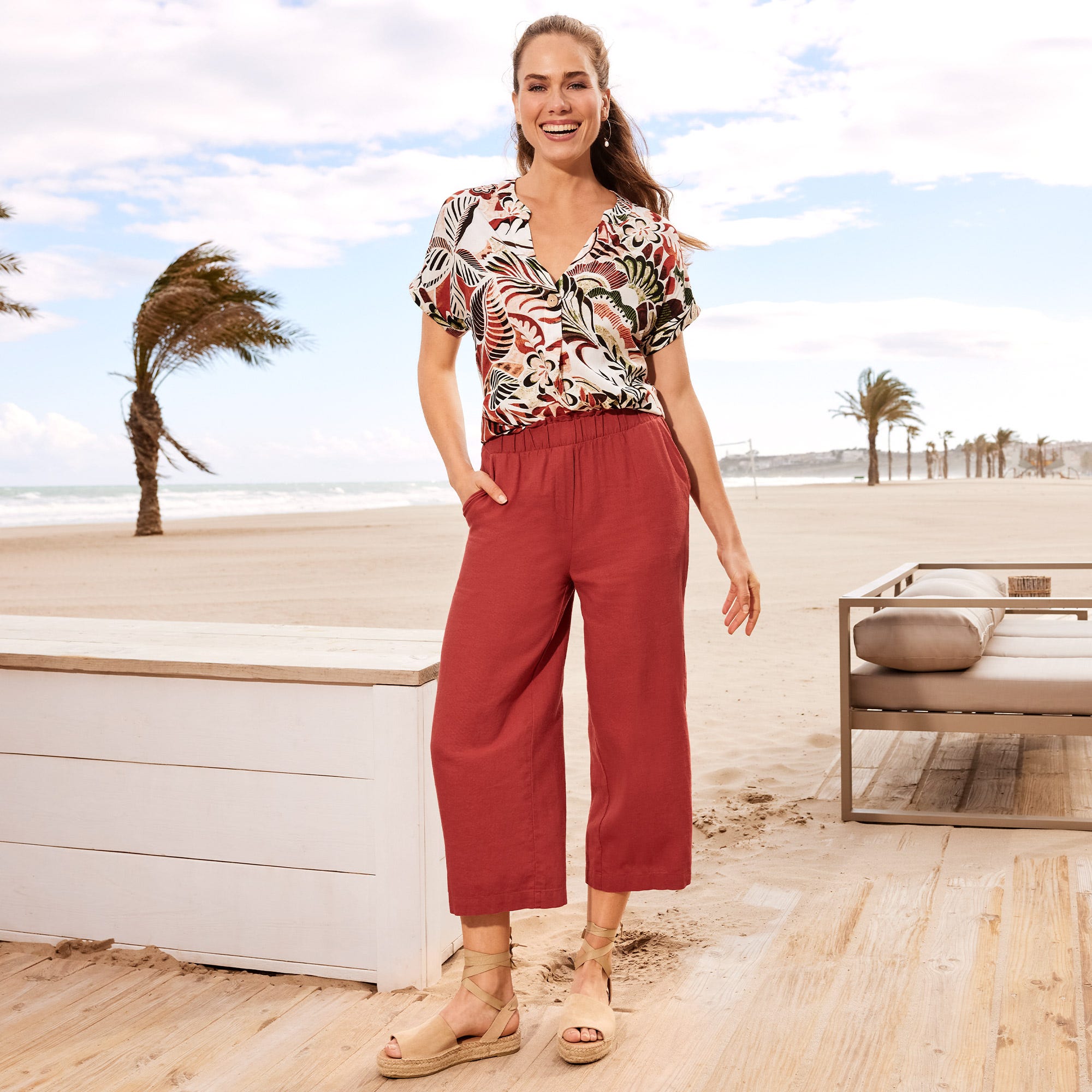 Damen-Culotte mit Leinen